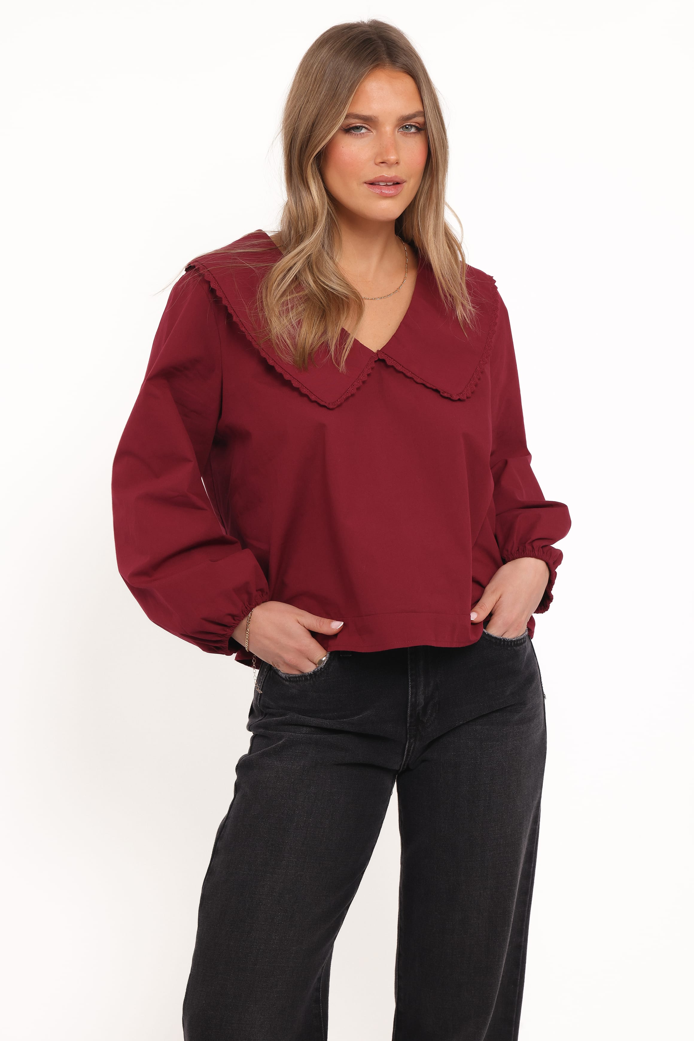TOPS Kenna Long Sleeve Top - Burg