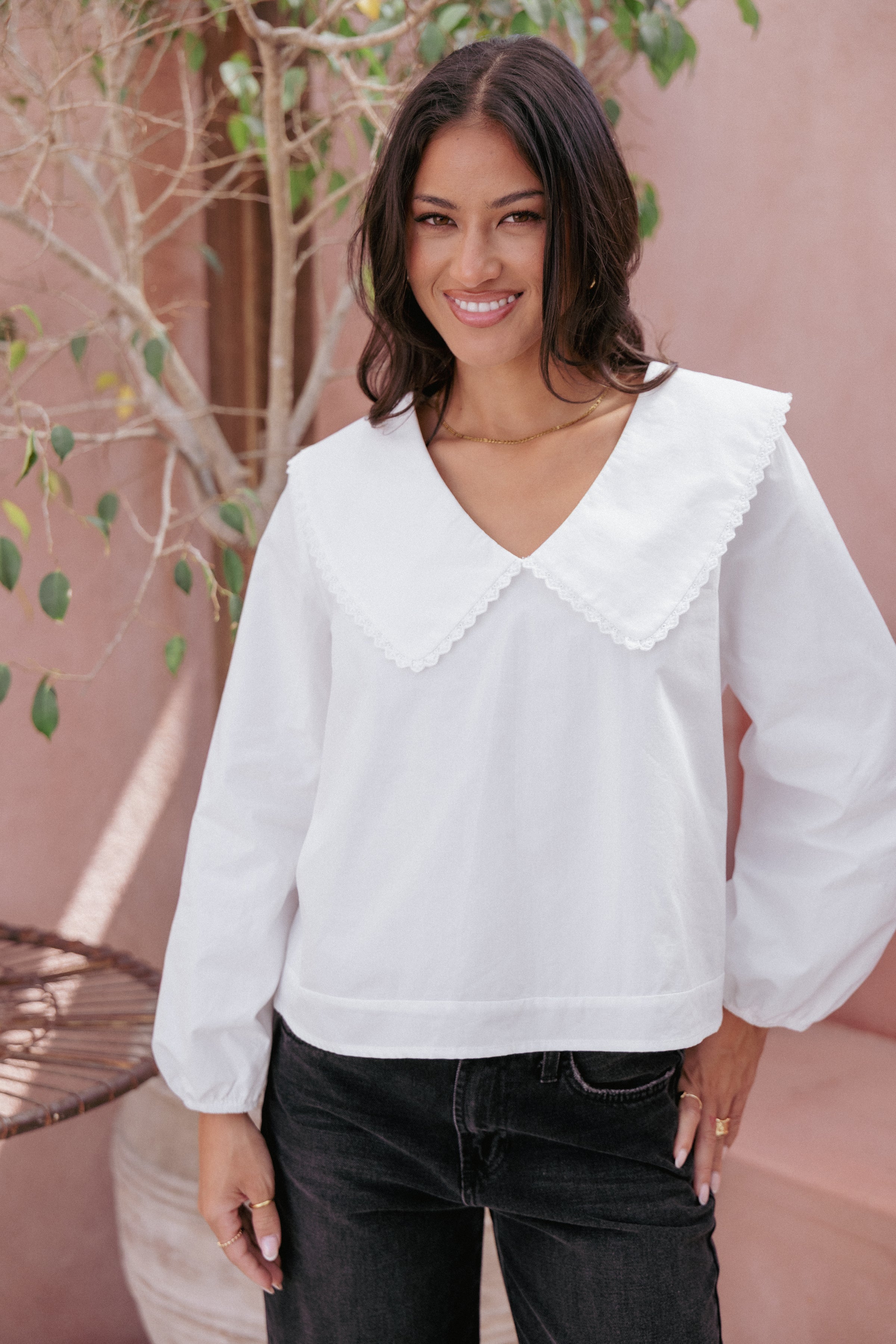 TOPS Kenna Long Sleeve Top - White