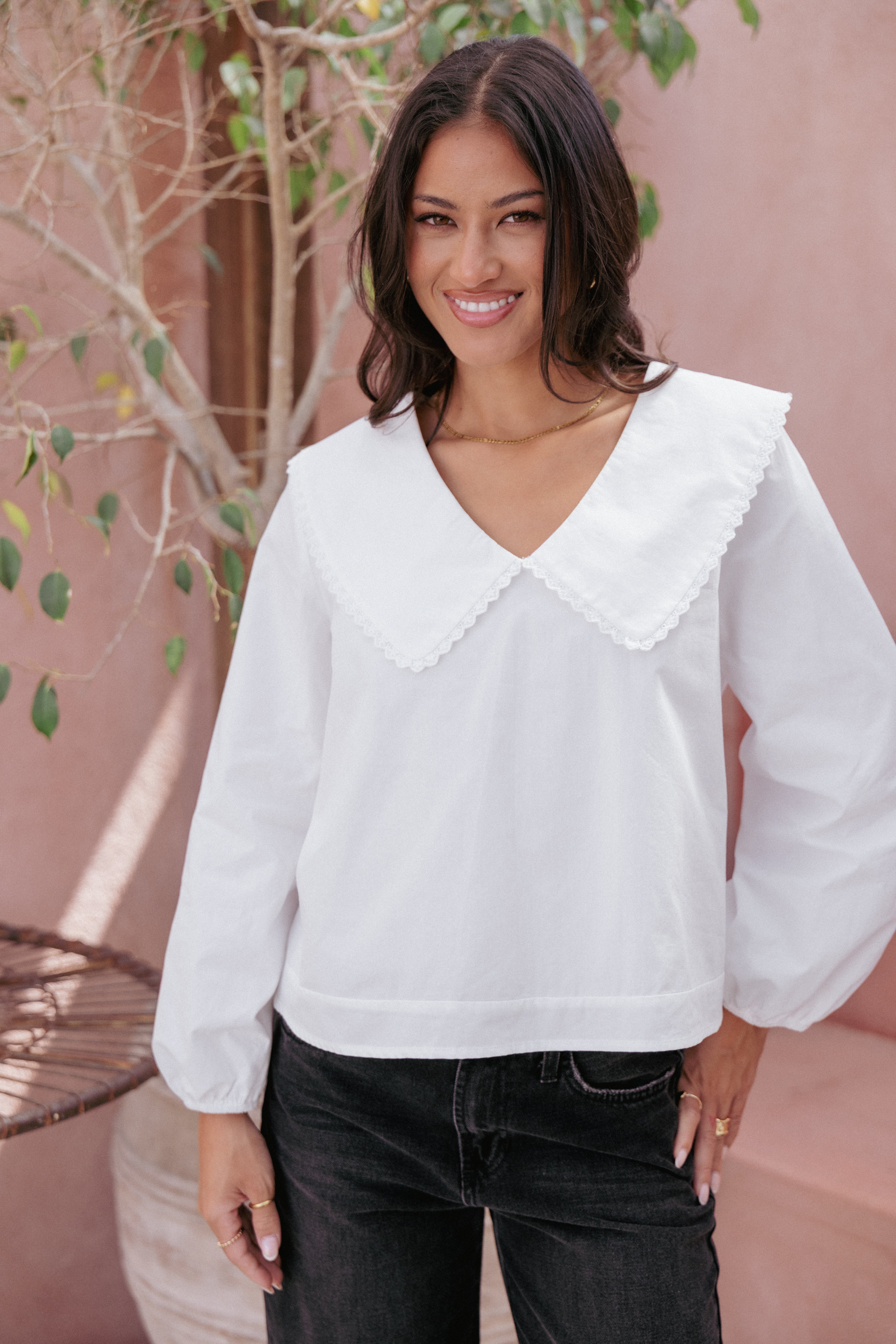 TOPS Kenna Long Sleeve Top - White