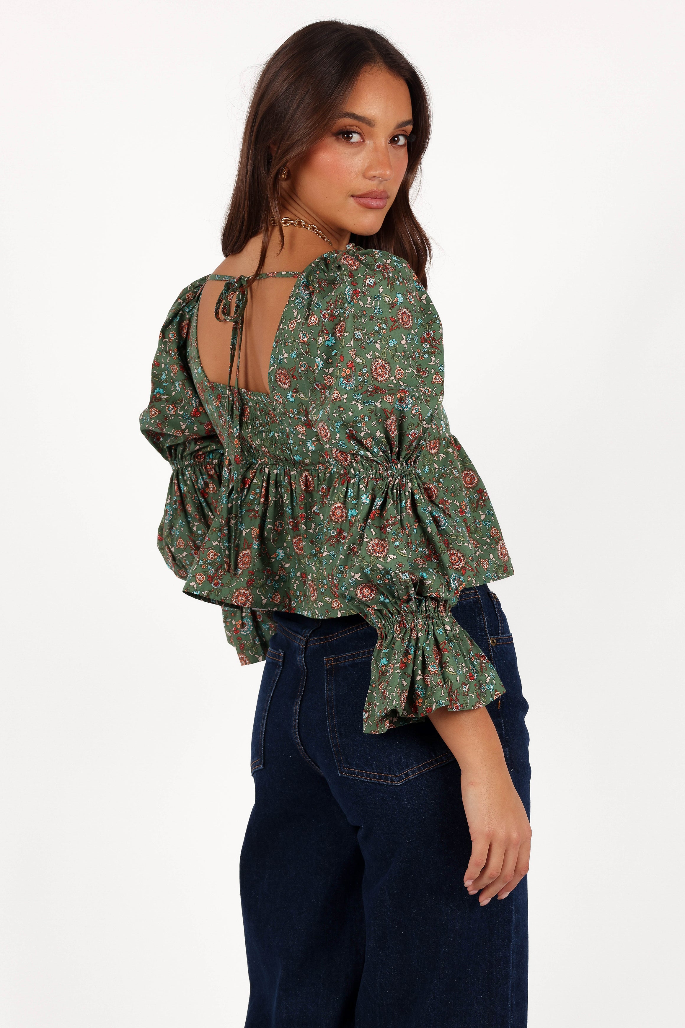 TOPS Kenny Top - Green Paisley Floral