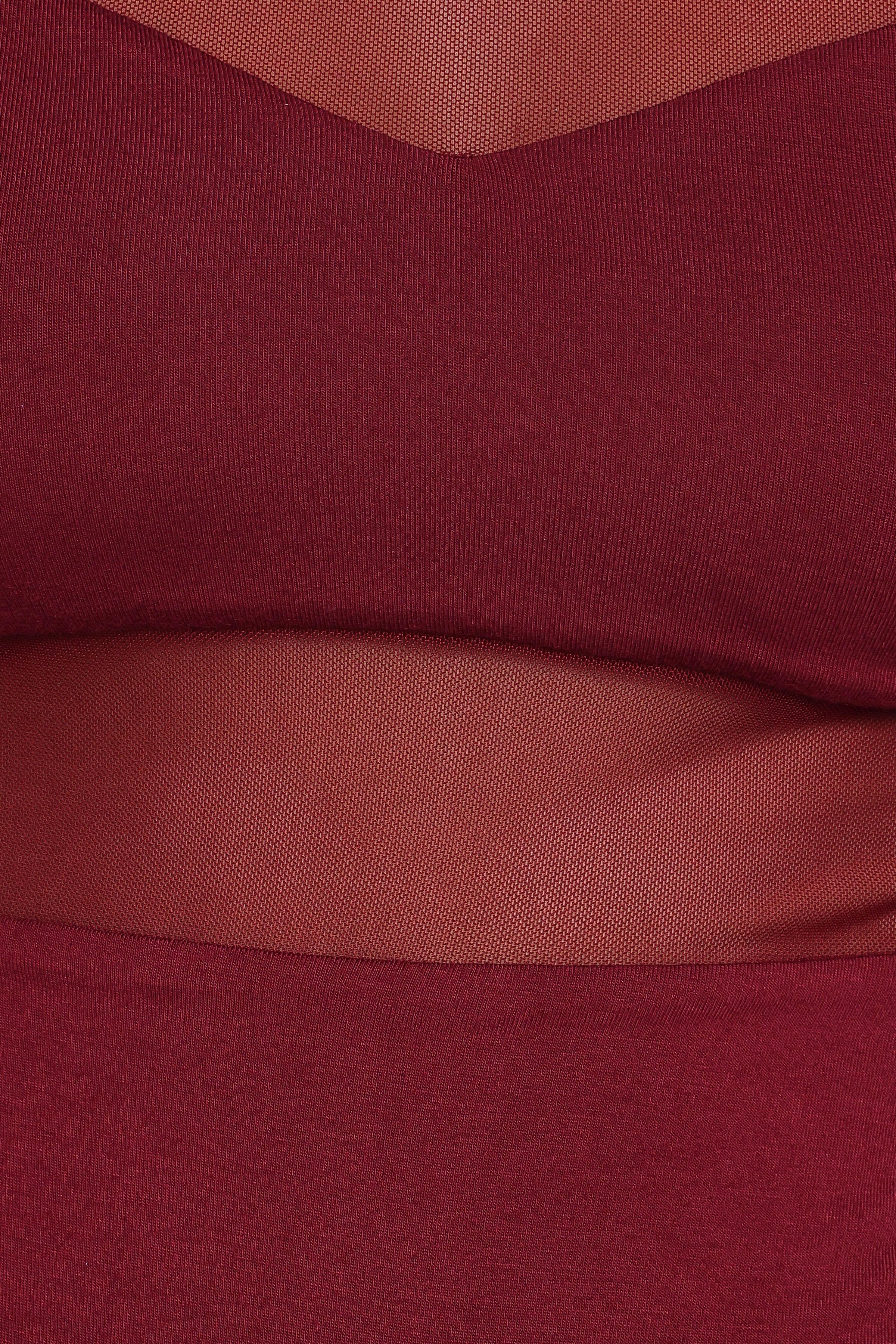 TOPS Kingsley Mesh Long Sleeve Bodysuit - Merlot