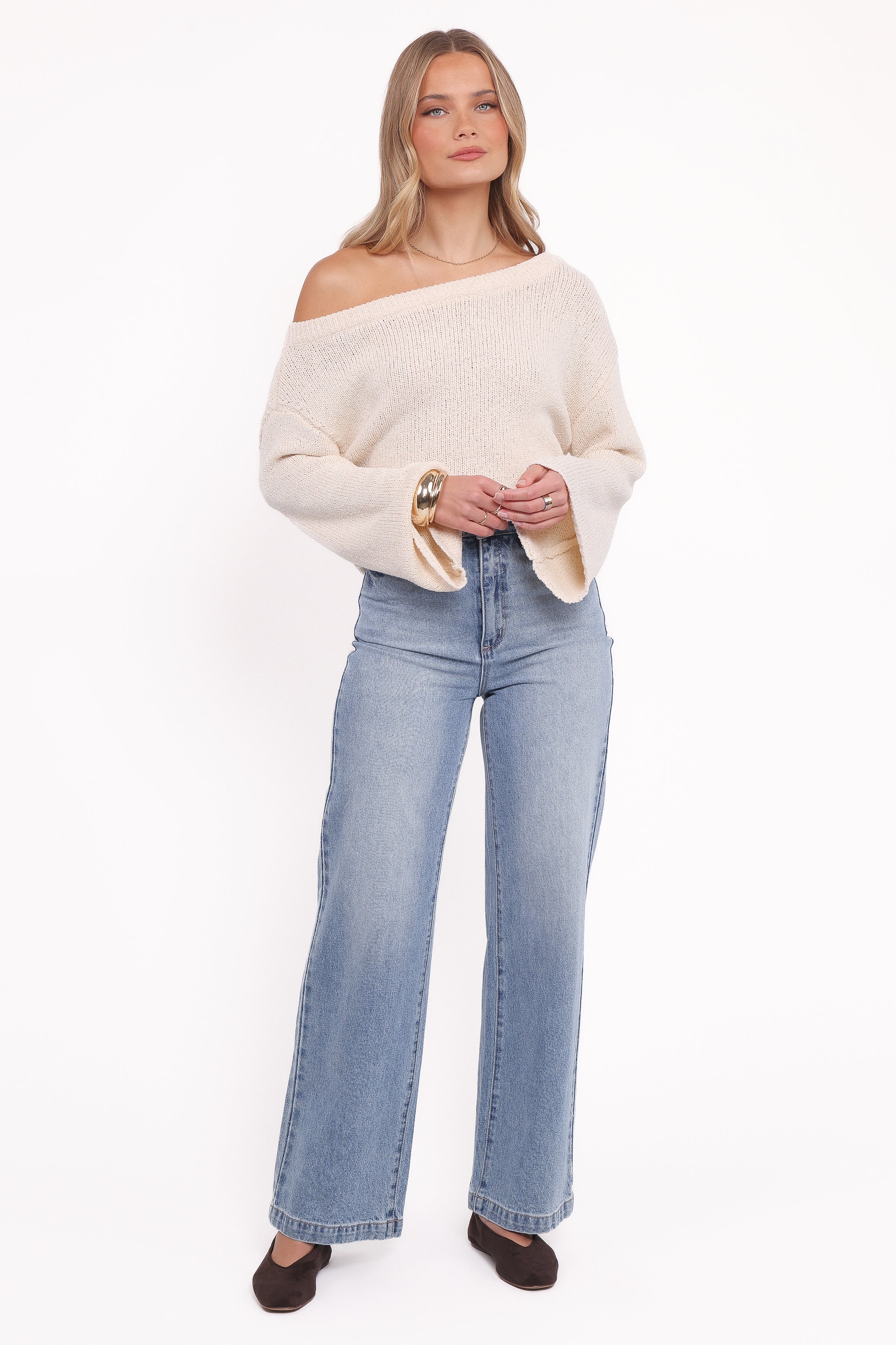 TOPS Kosas Off Shoulder Knit Top - Cream