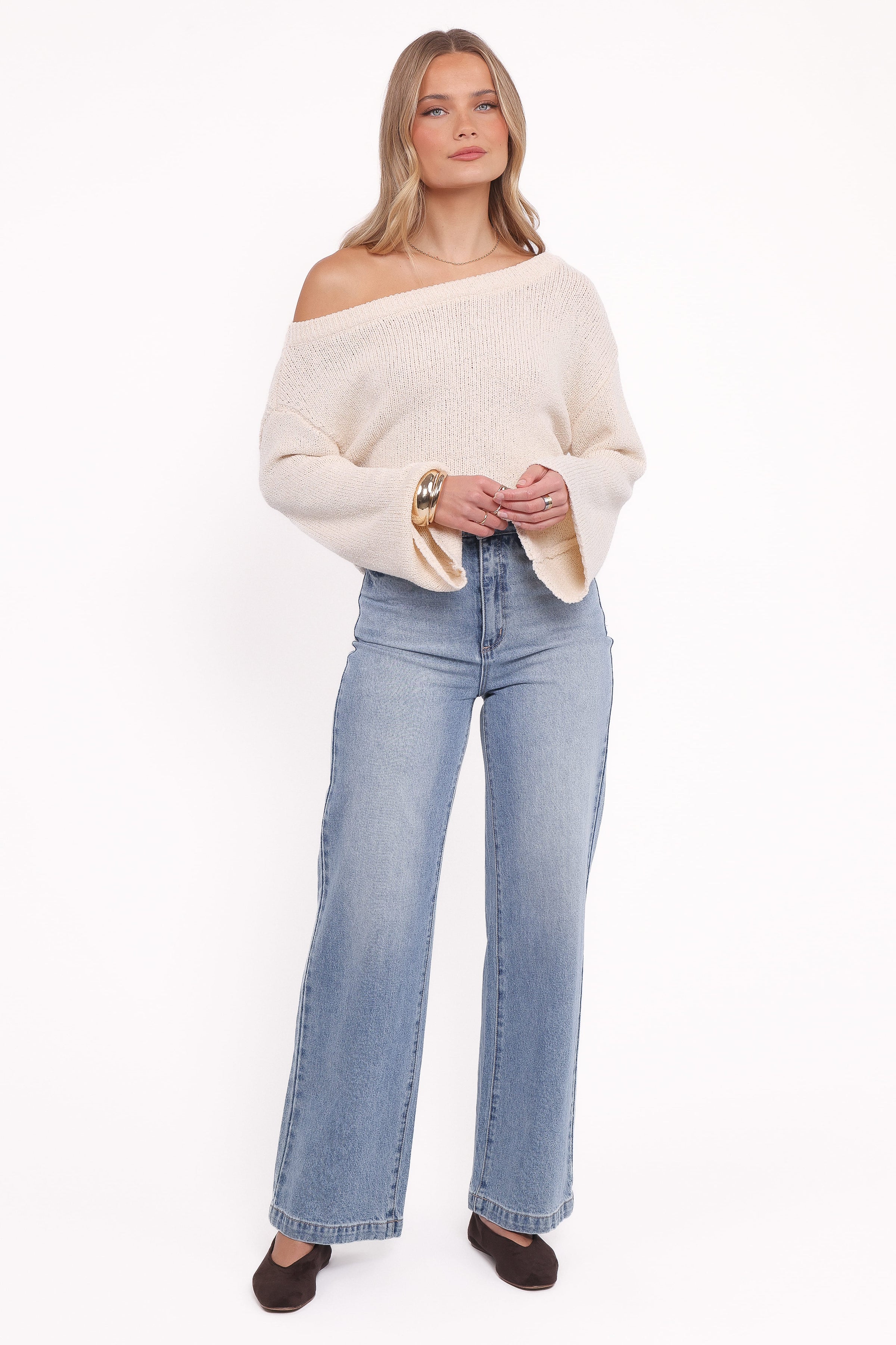 TOPS Kosas Off Shoulder Knit Top - Cream
