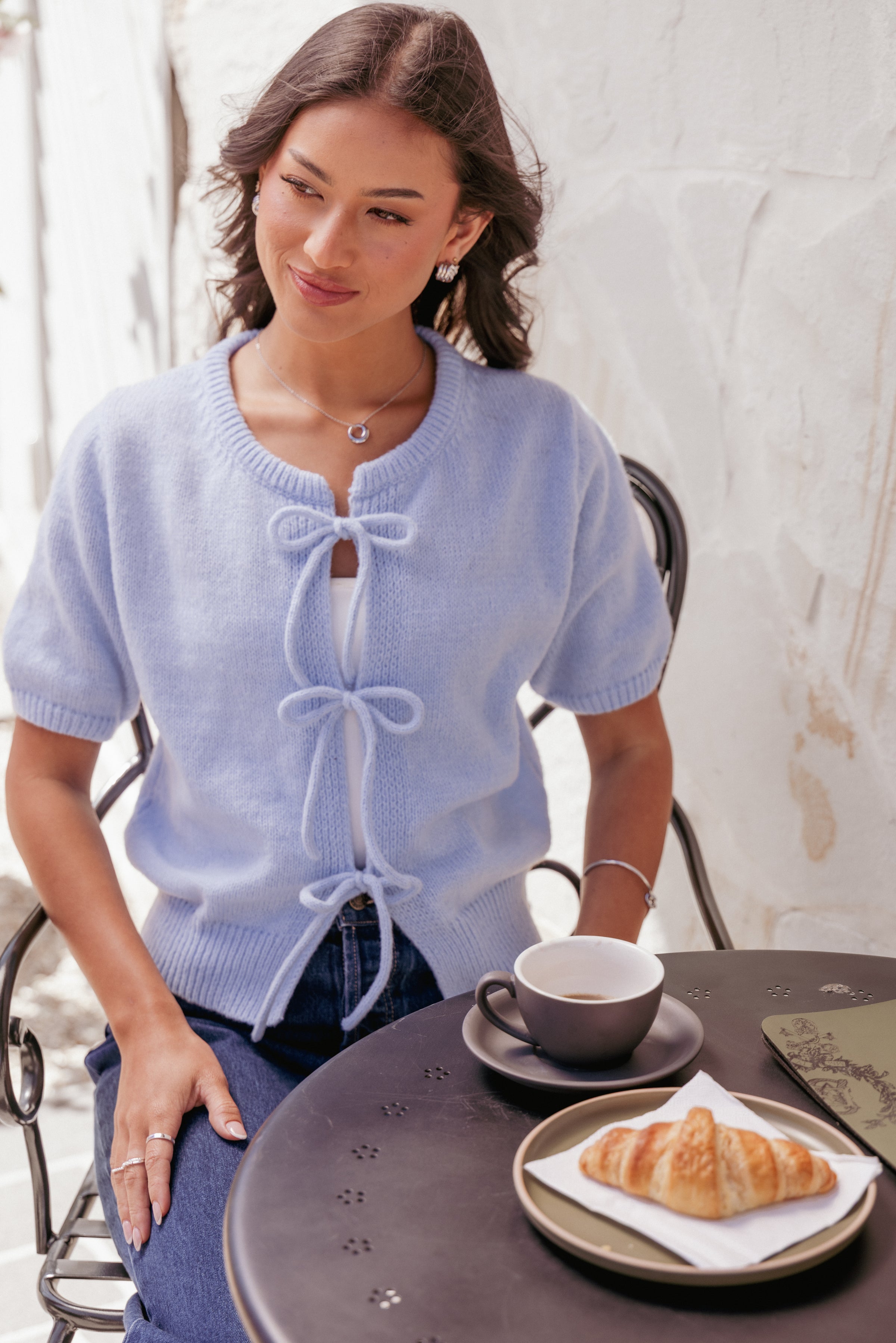 TOPS Koskie Tie Knit Top - Blue