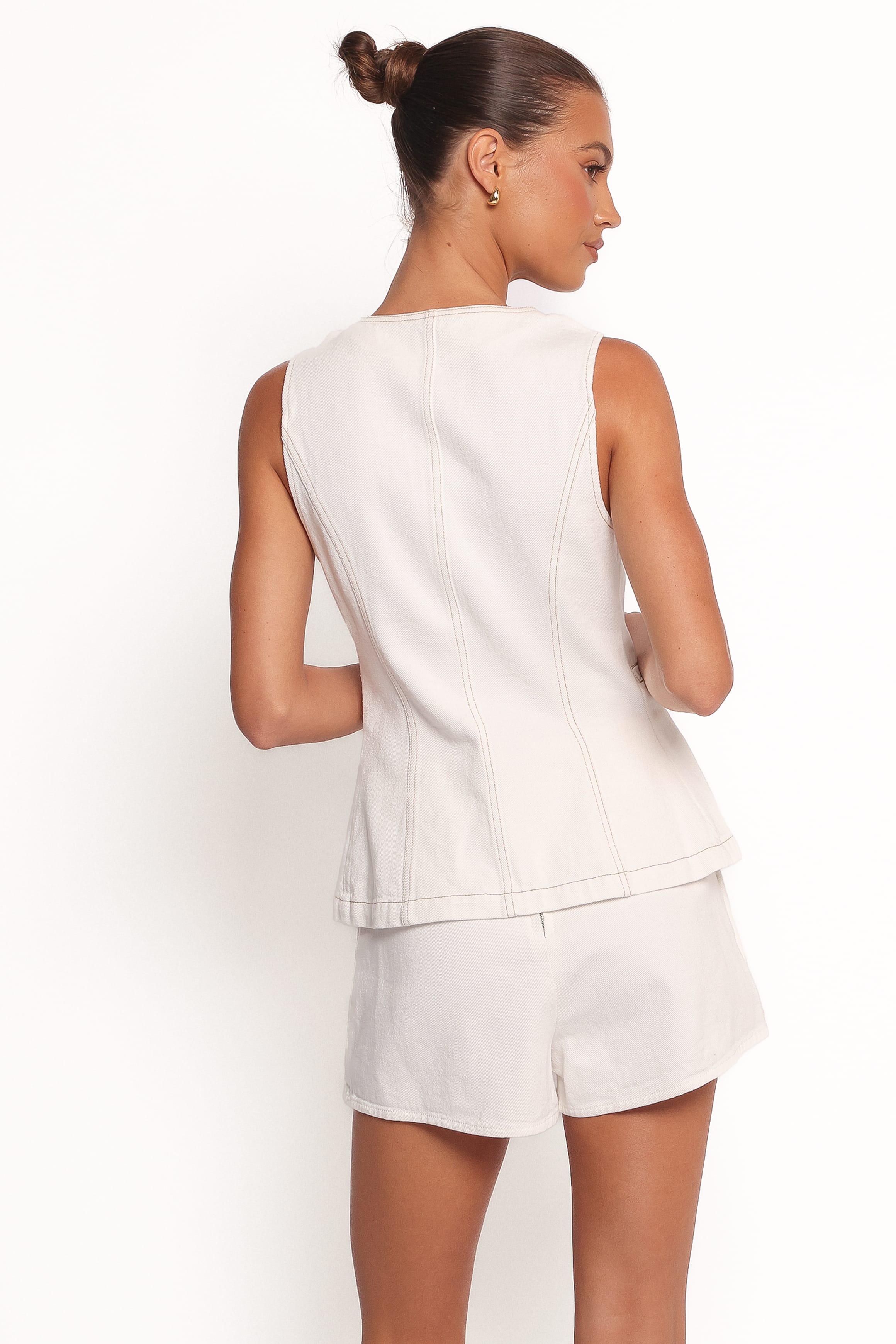 TOPS Kristy Denim Vest - White