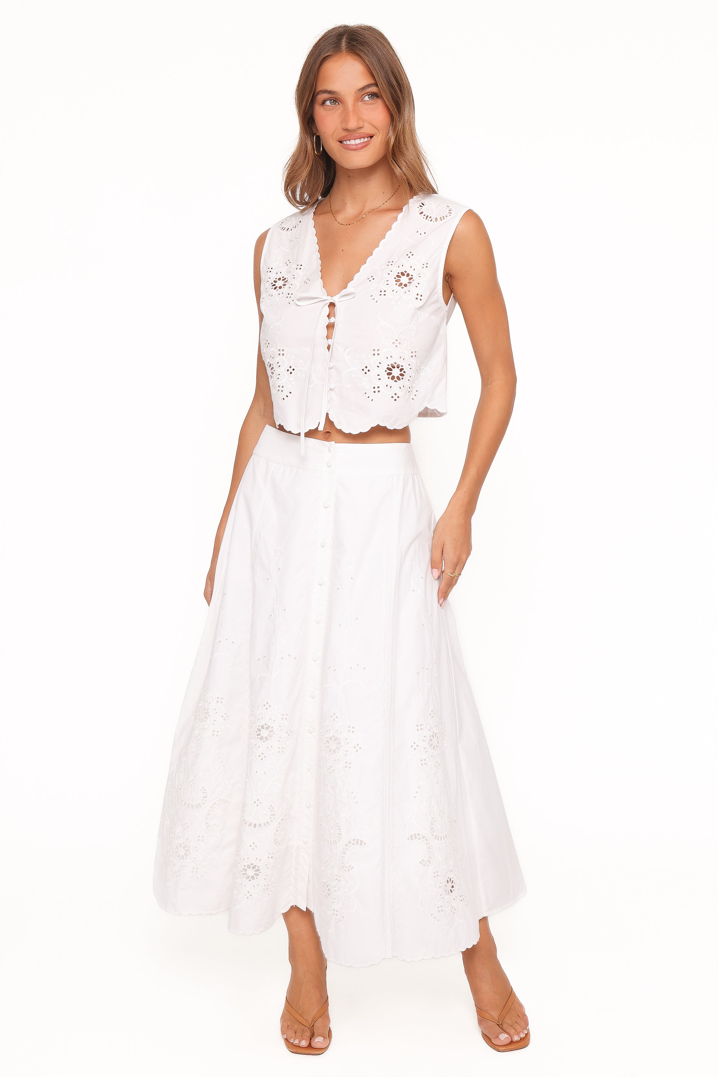 TOPS Kye Top - White Broderie