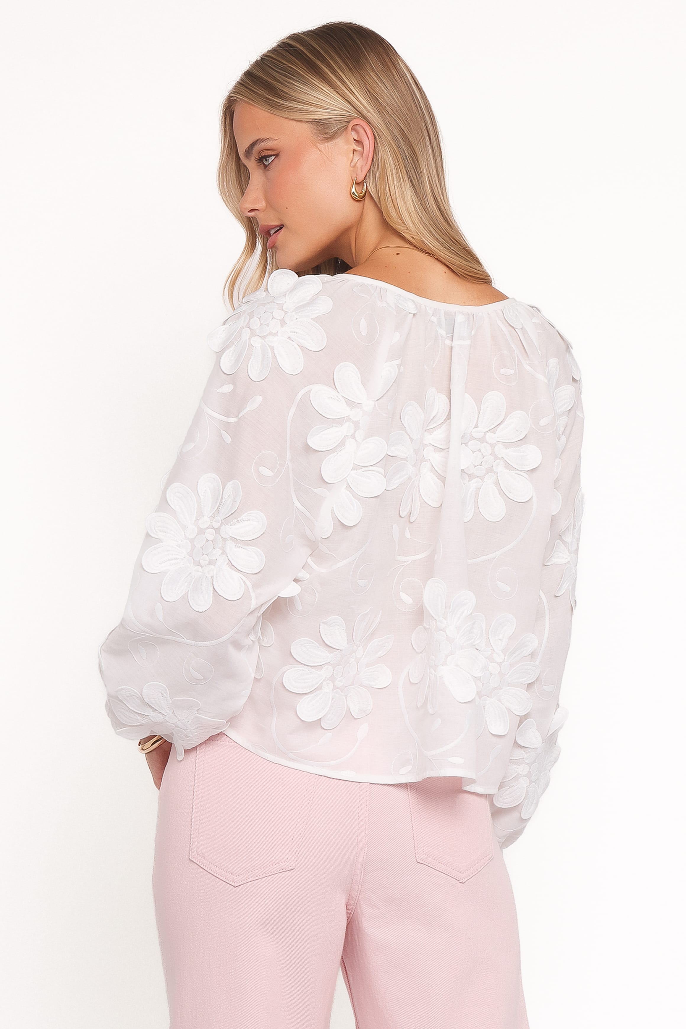 TOPS Leire Embroidered Blouse - White