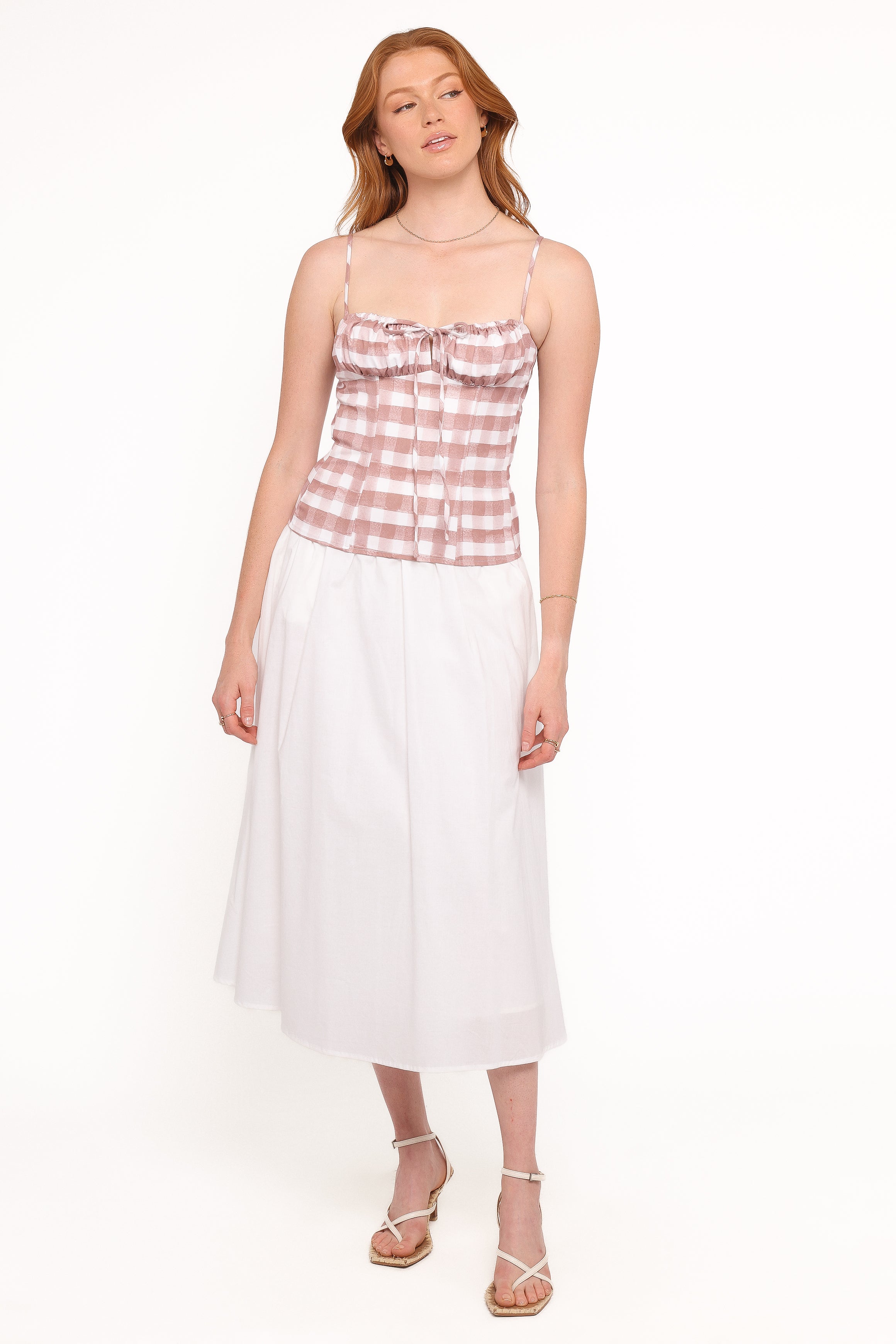 TOPS Lelessa Corset Top - Pink Gingham