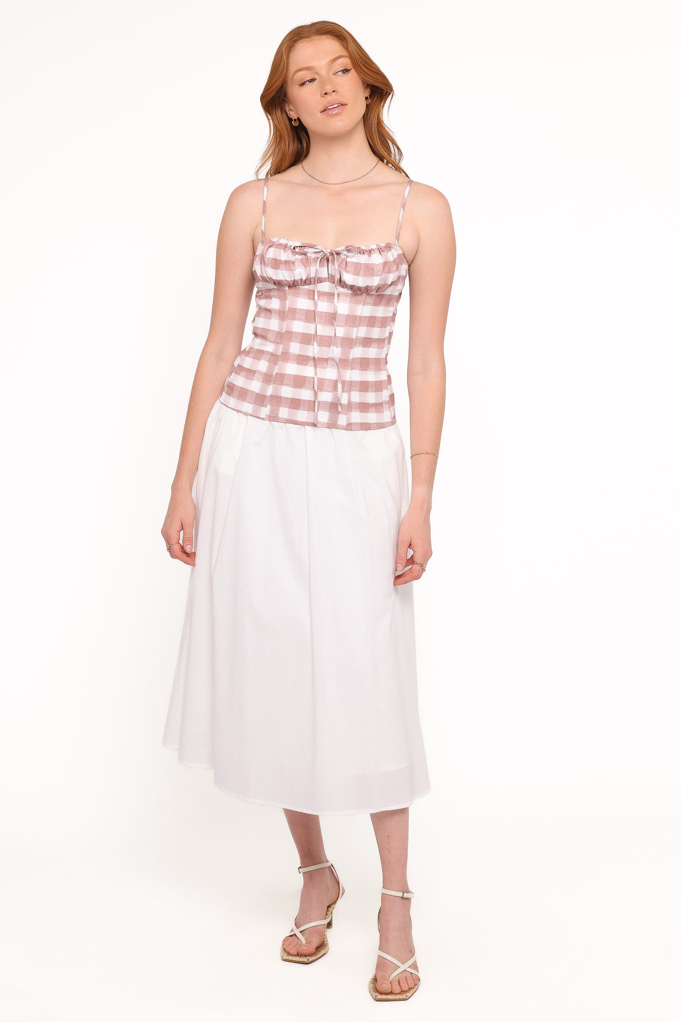 TOPS Lelessa Corset Top - Pink Gingham