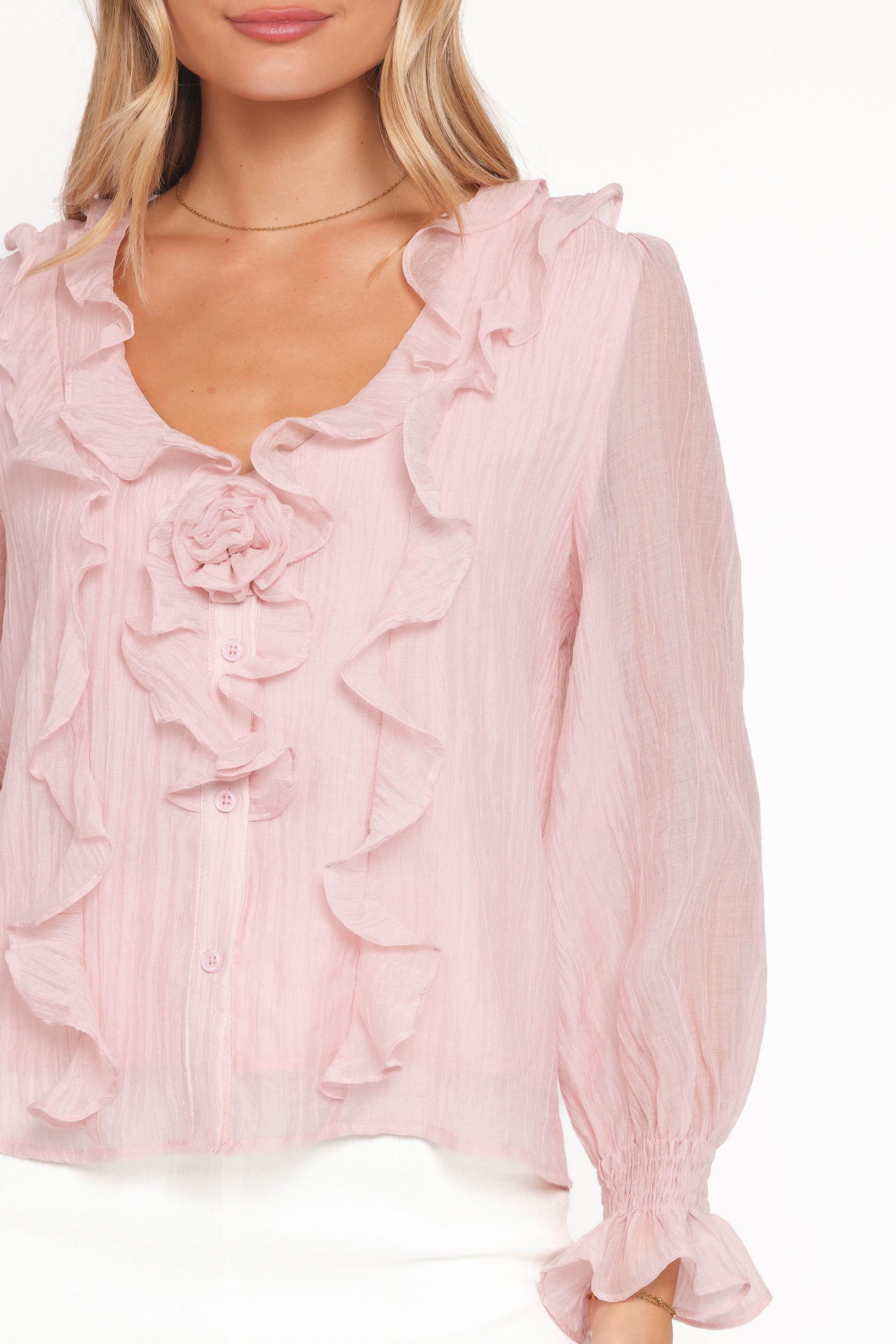 TOPS Lennon Ruffle Blouse - Blush