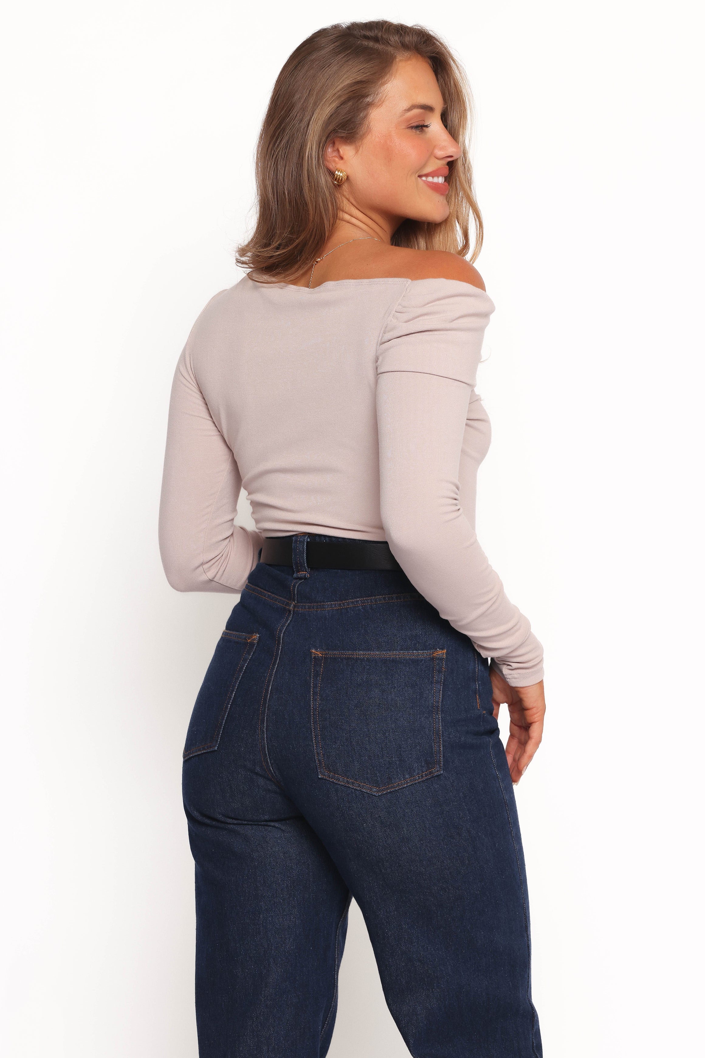 TOPS Liah Off Shoulder Knit Top - Grey