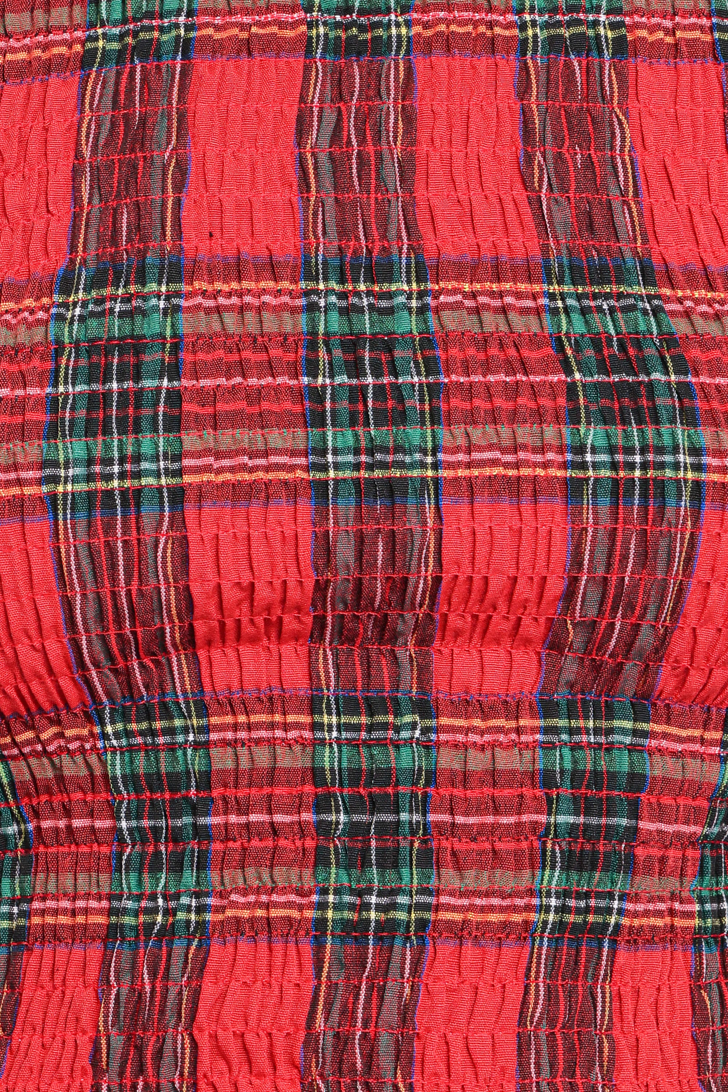 TOPS Lillee Ruched Top - Red Plaid