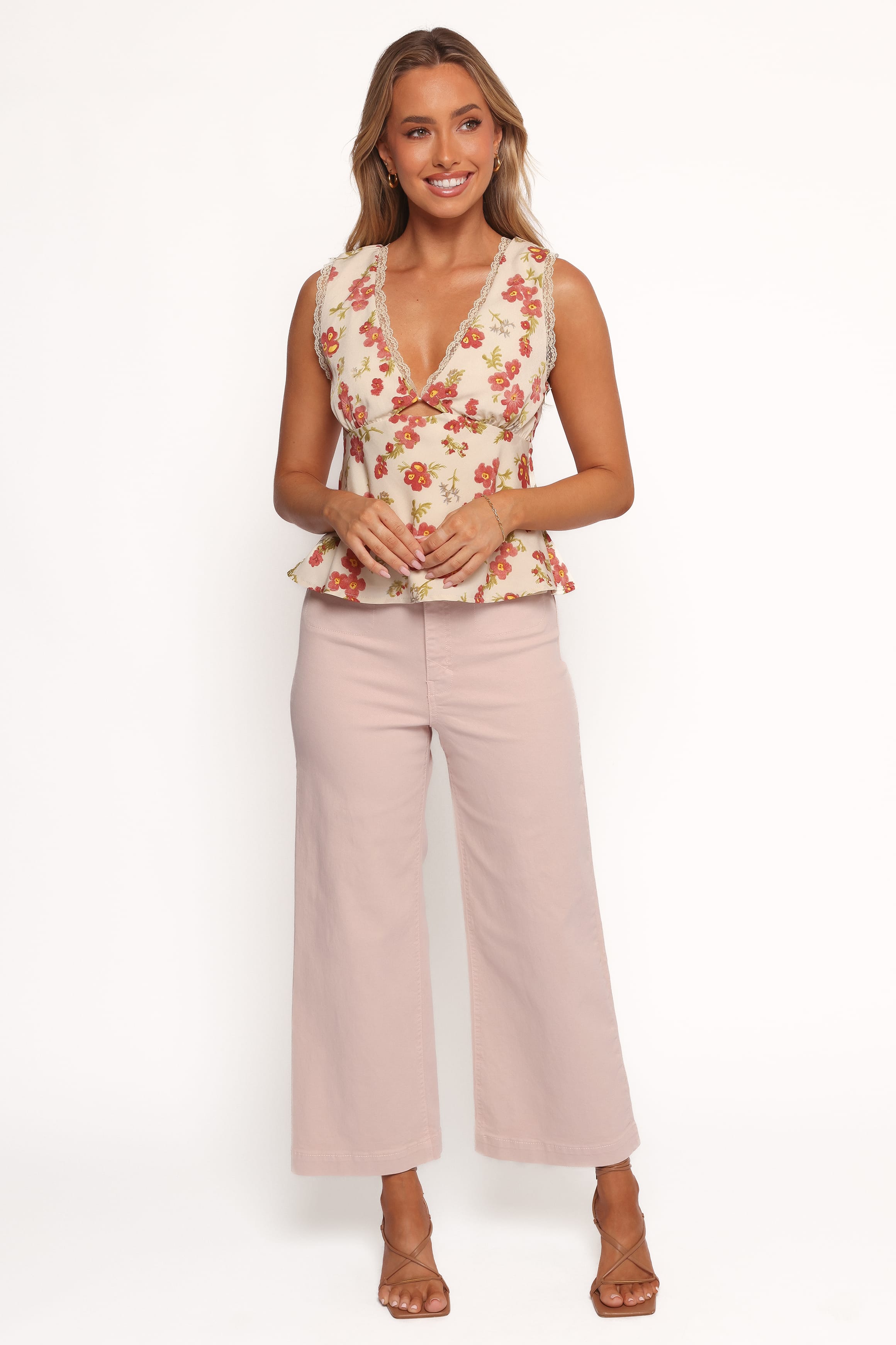 TOPS Lorelai Top - Ivory Floral