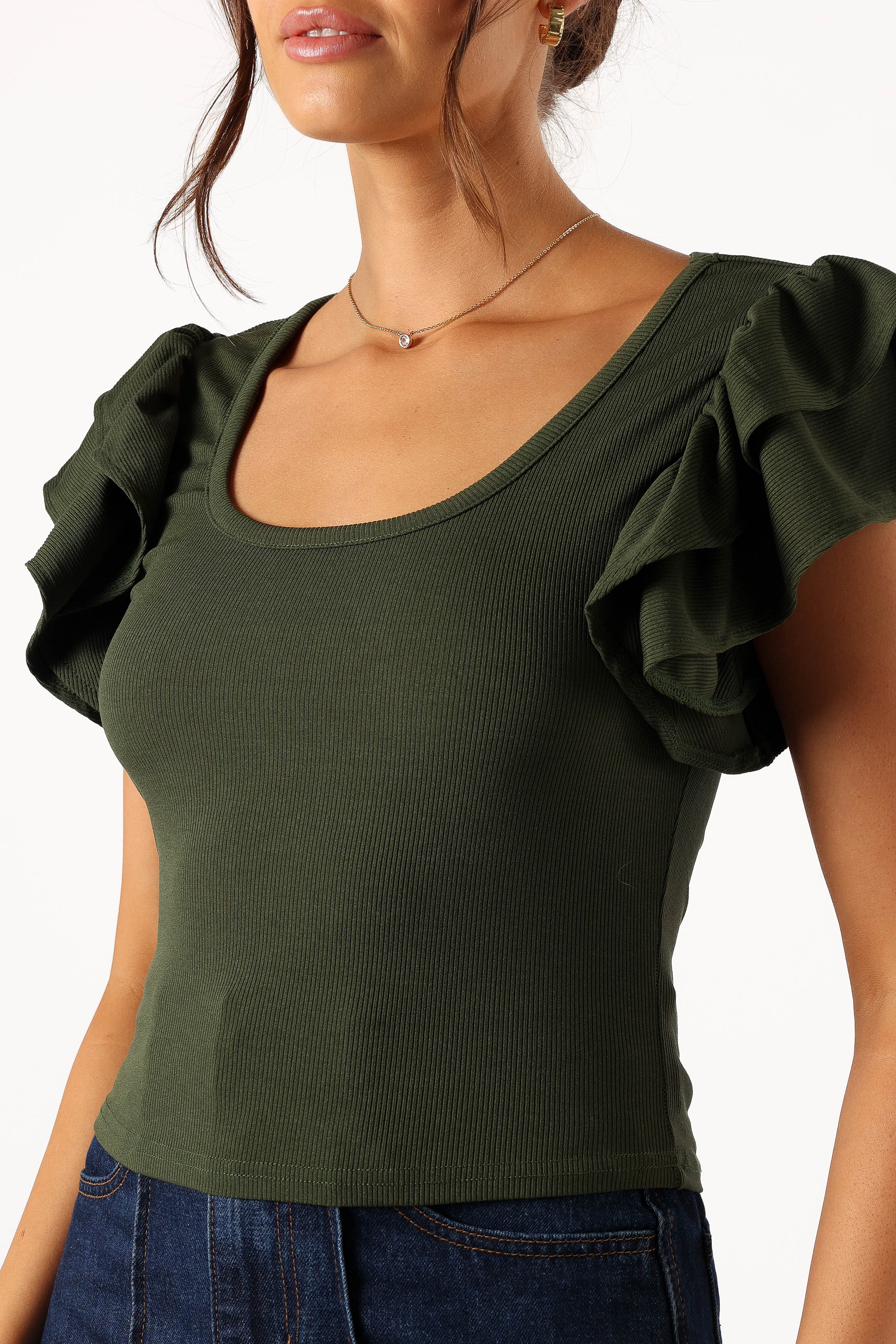 TOPS @Loren Ribbed Top - Olive