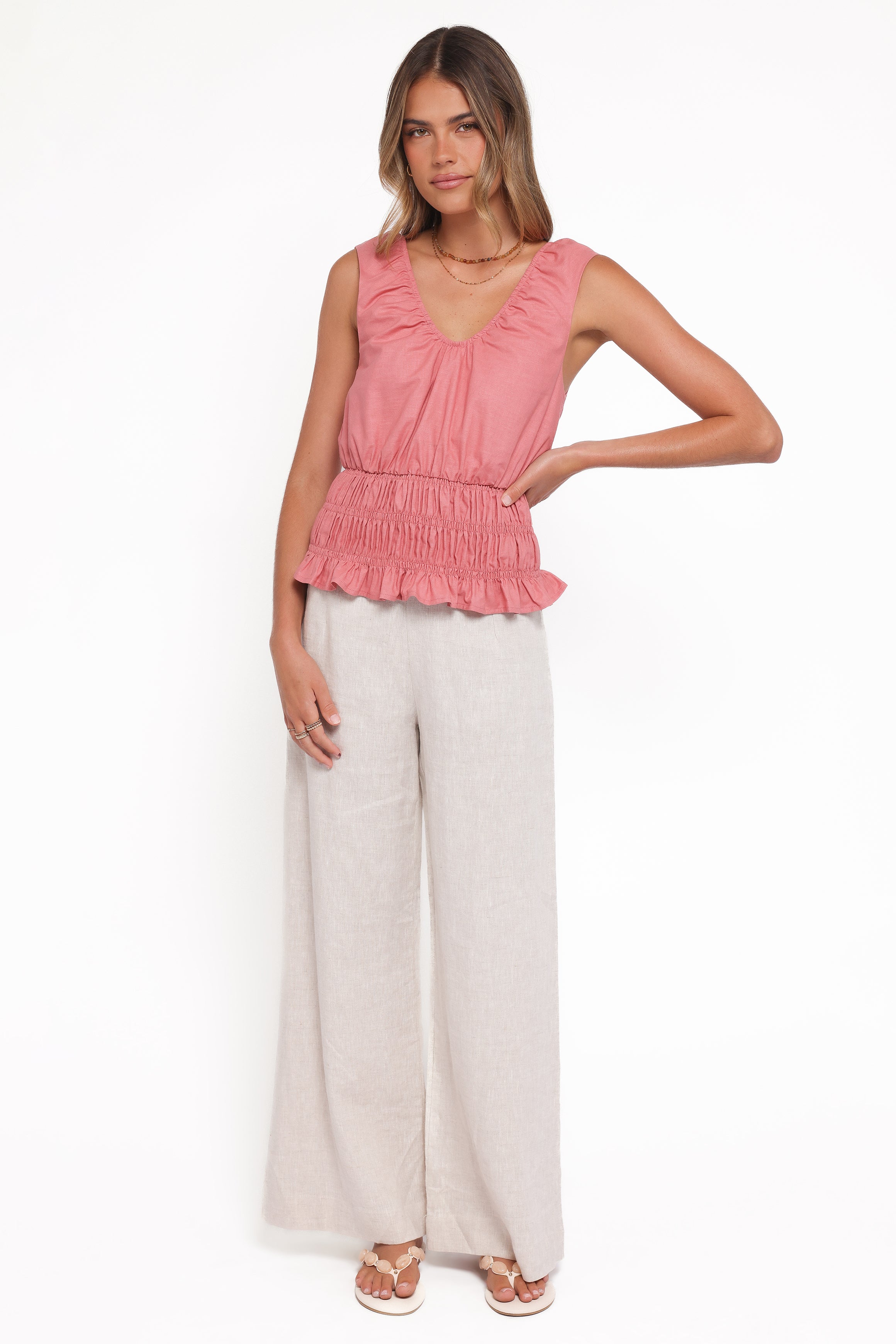 TOPS Lucilla Shirred Waist Top - Petal Pink