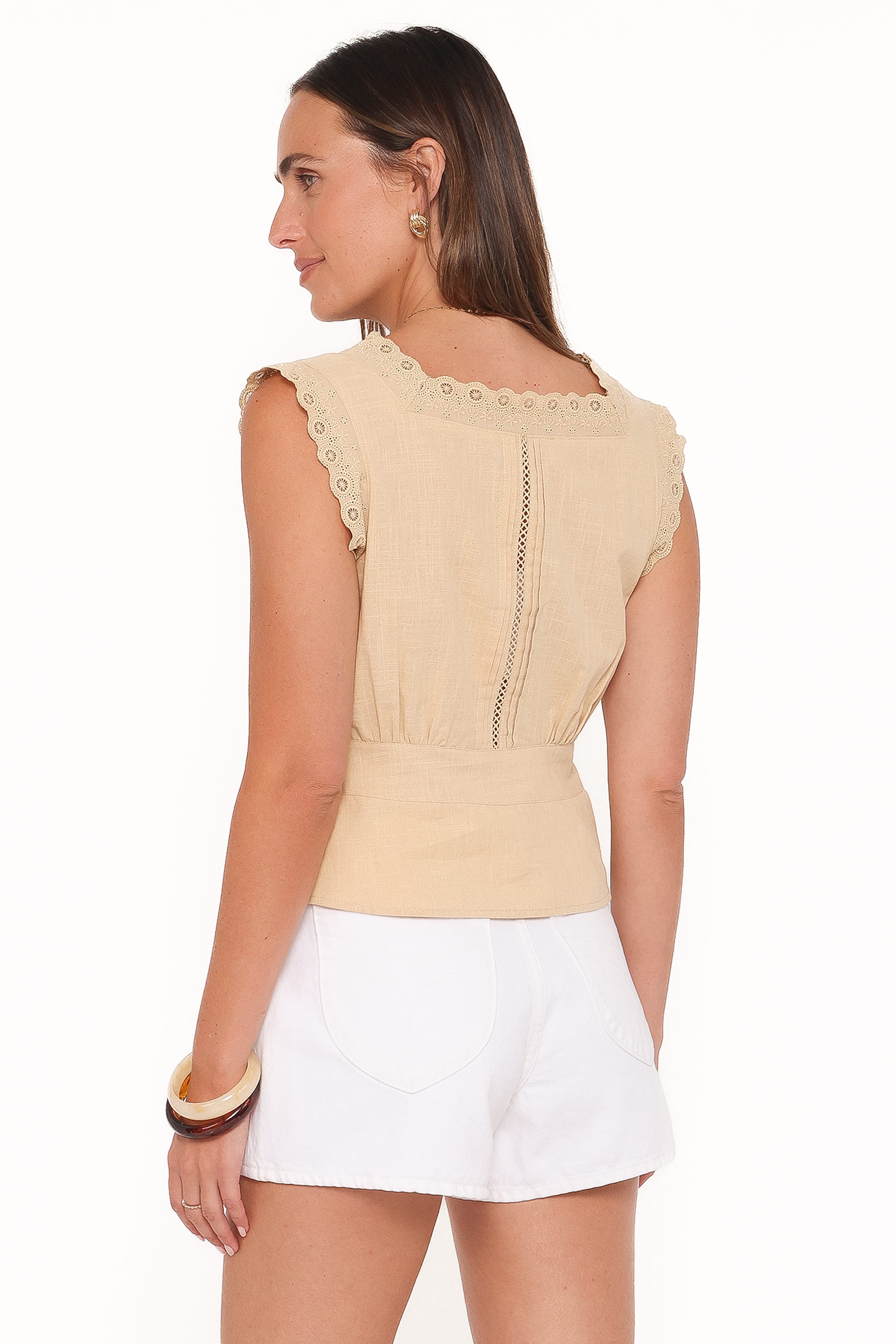 TOPS Luke Button Top - Khaki