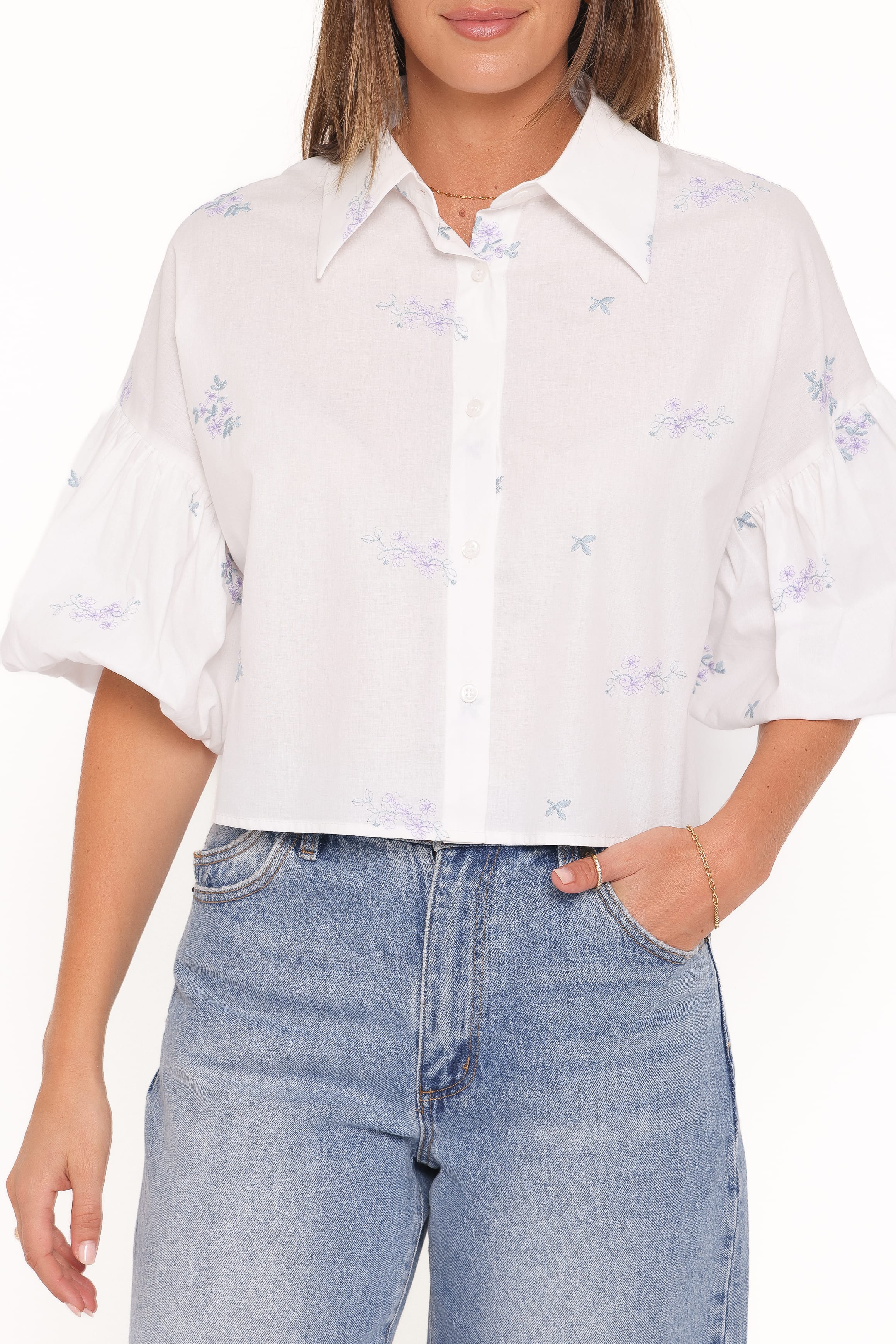 TOPS Luneth Button Up Blouse - White