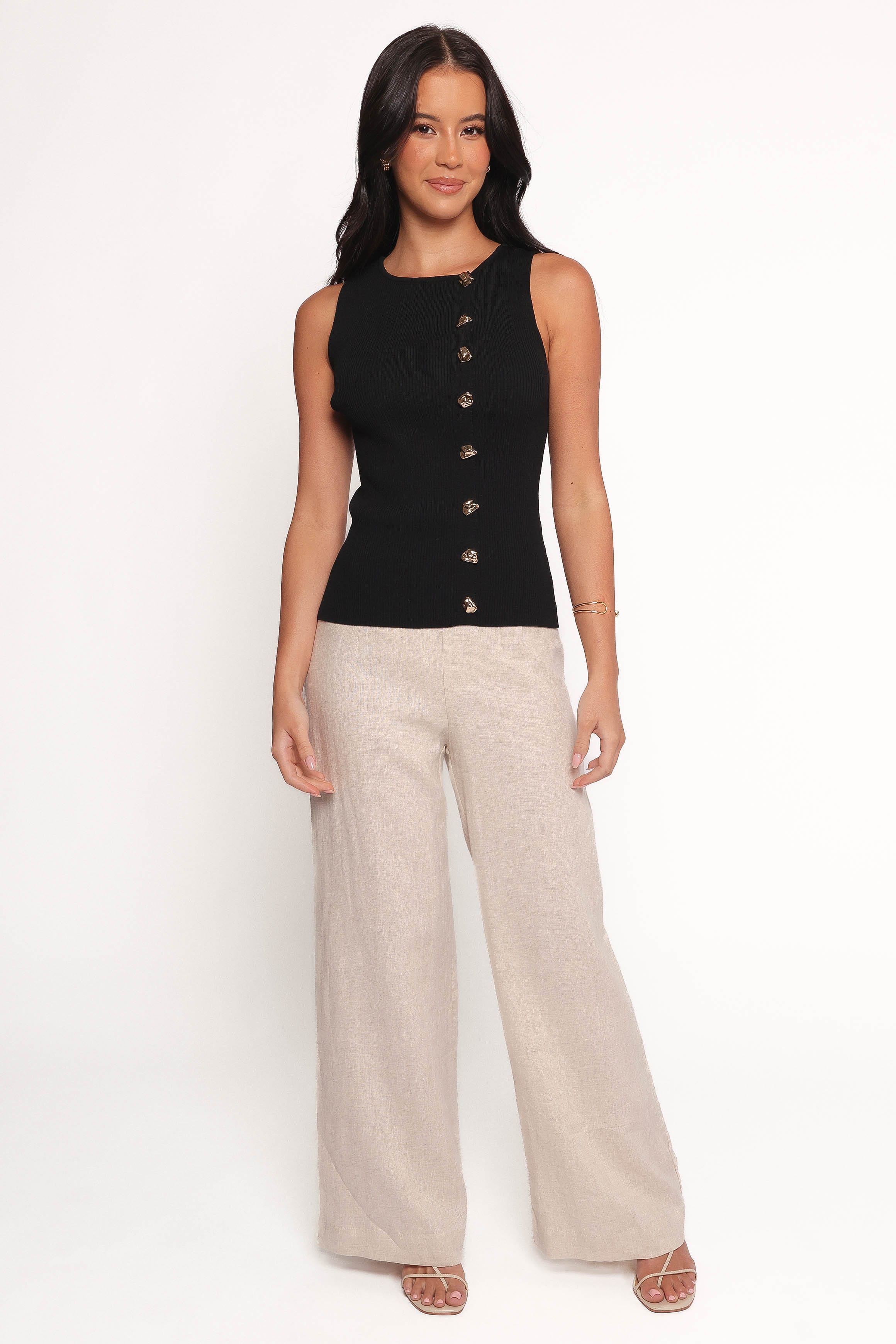 TOPS Lysa Knit Vest Top - Black