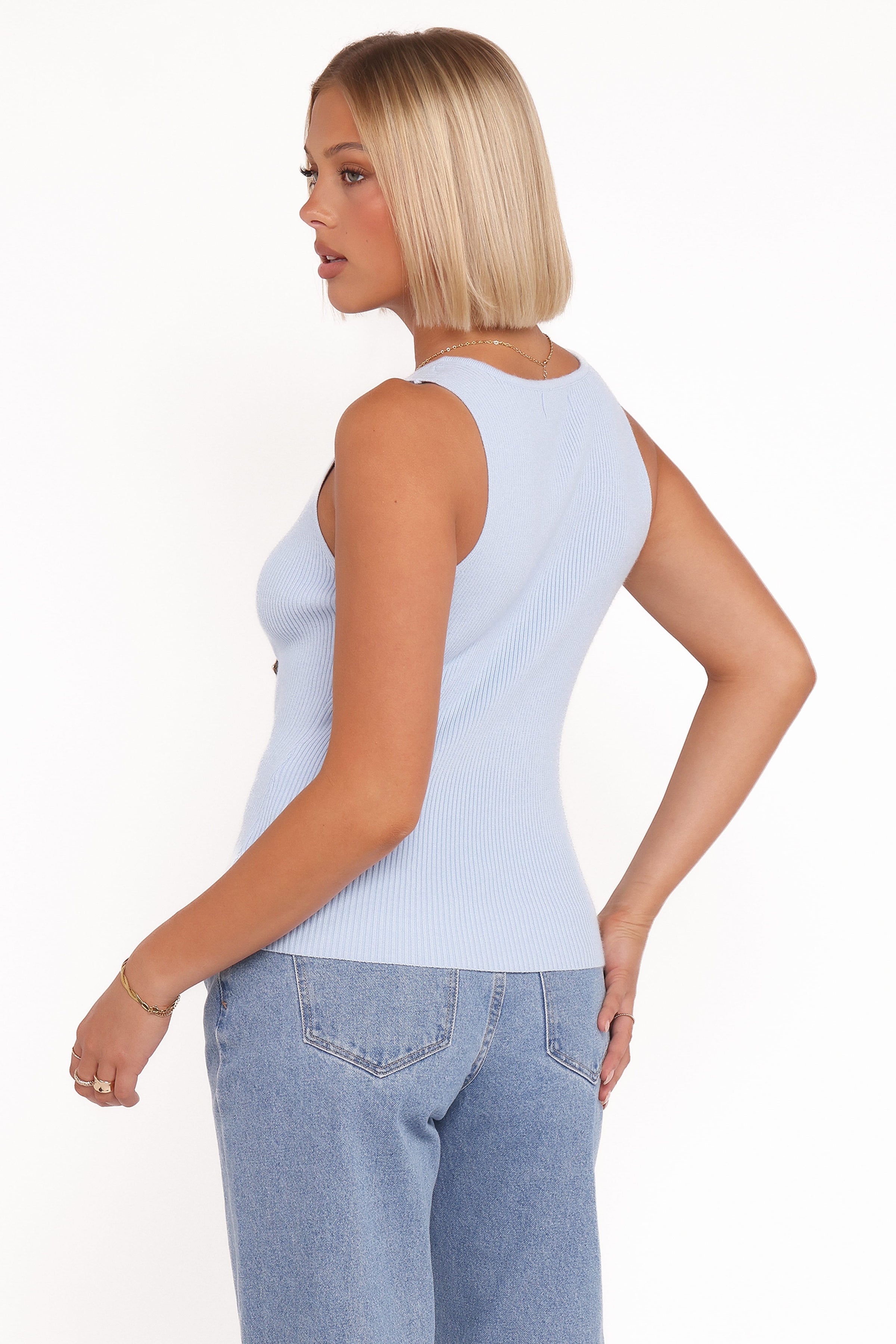 TOPS Lysa Knit Vest Top - Blue