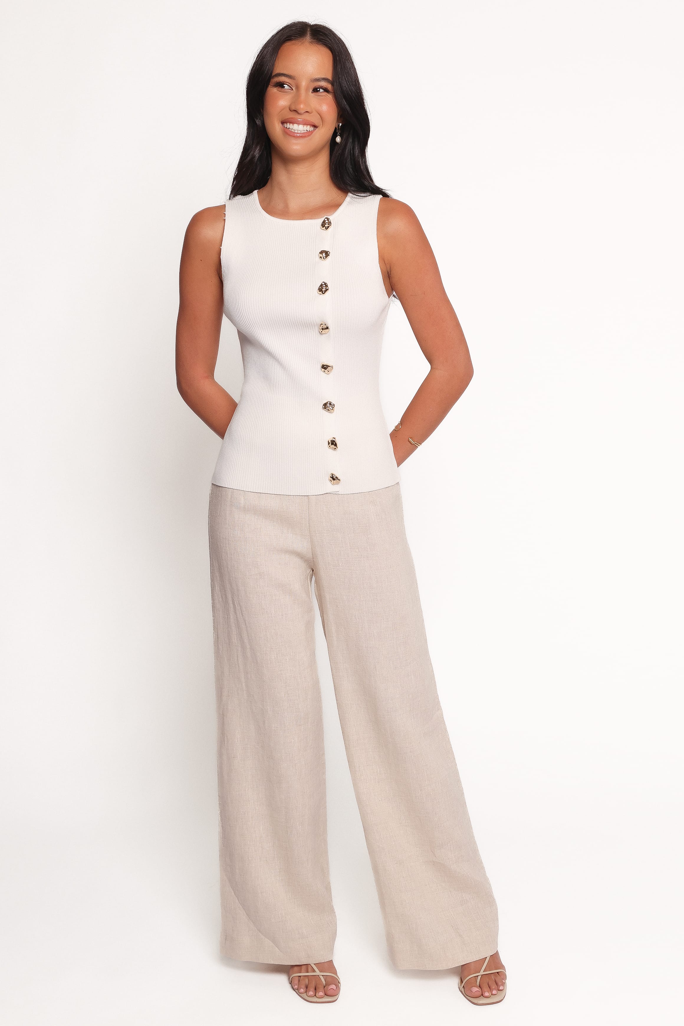 TOPS Lysa Knit Vest Top - White