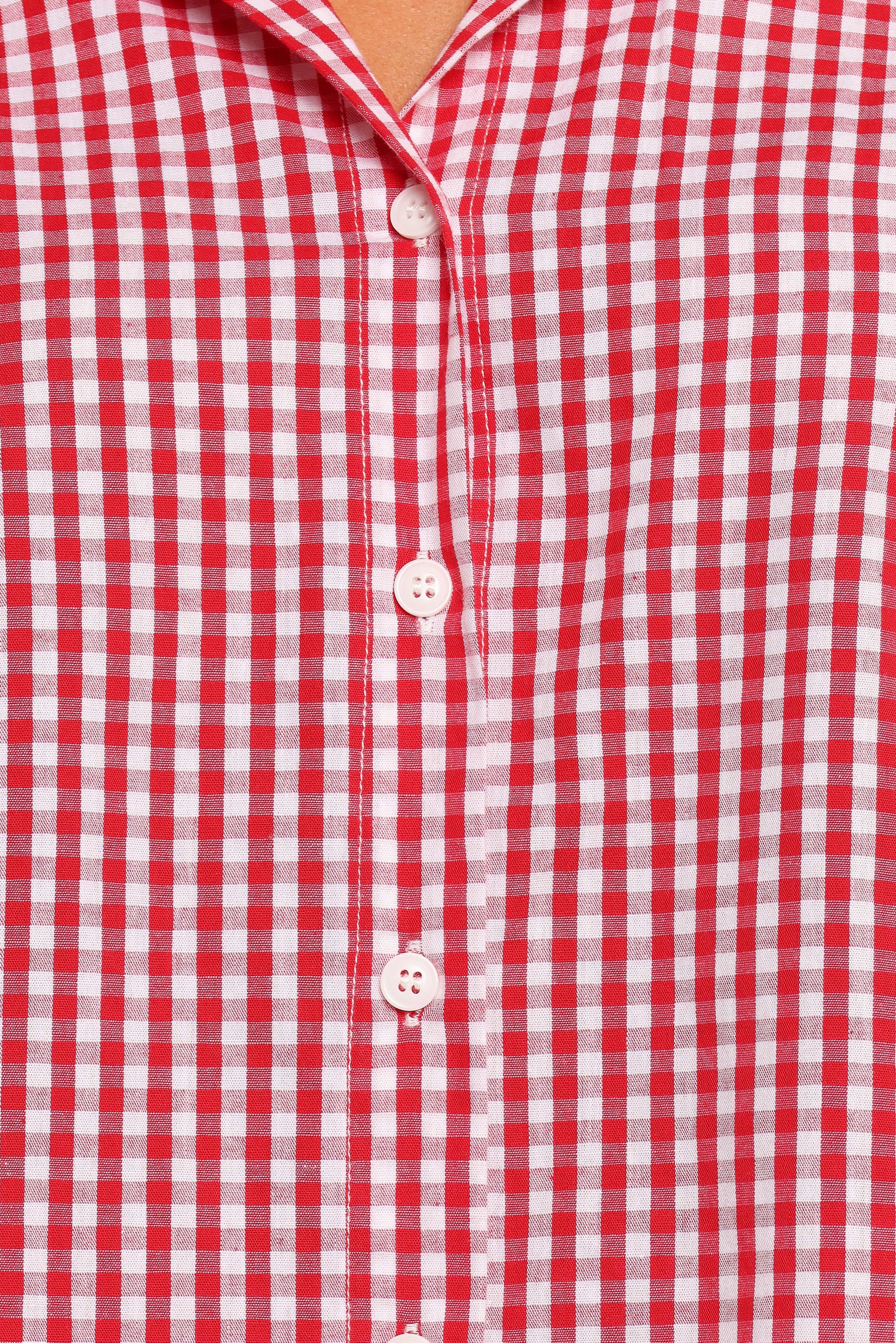 TOPS Maeo Short Sleeve Top - Red Check