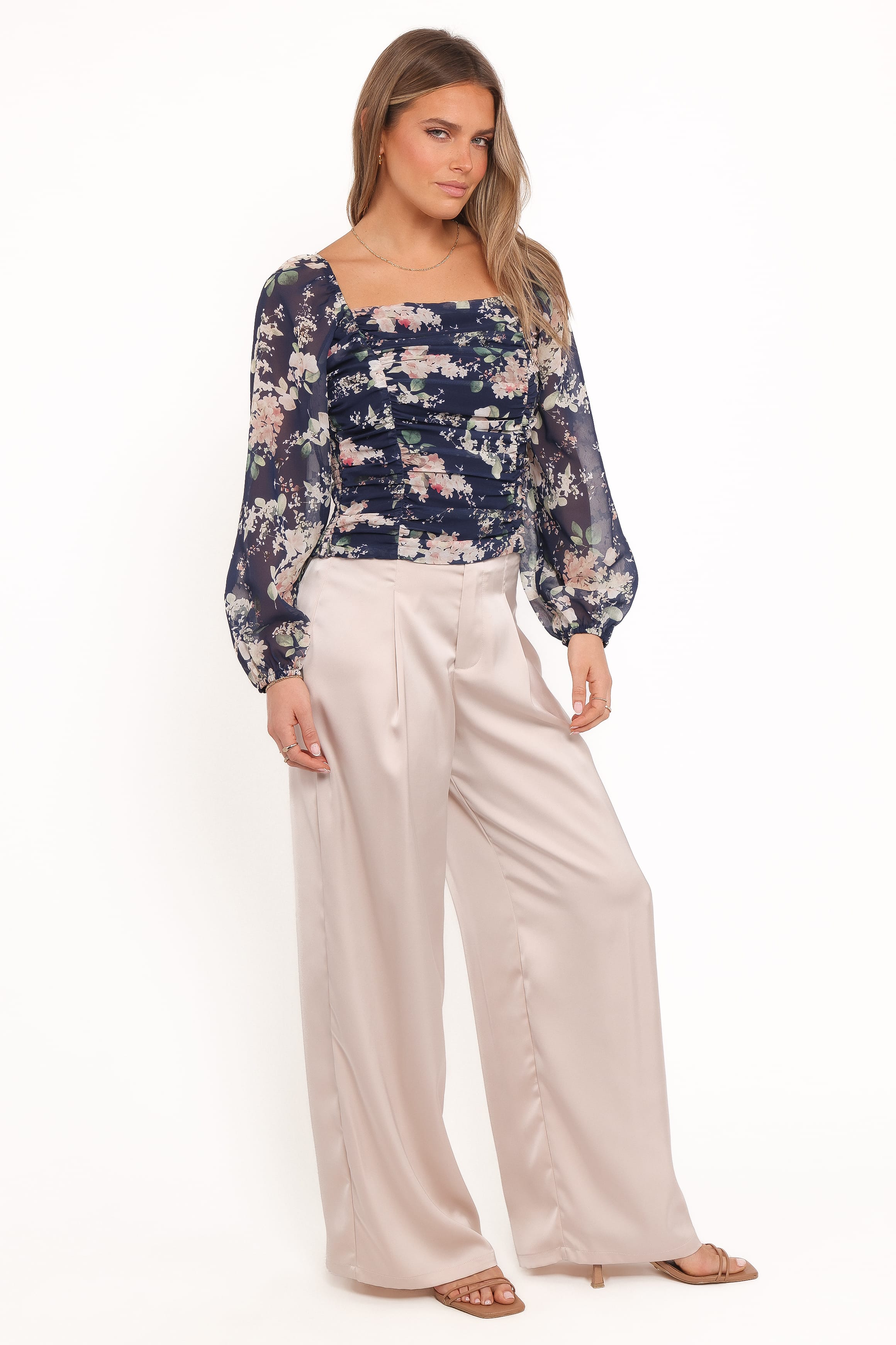 TOPS Maia Long Sleeve Top - Navy Floral