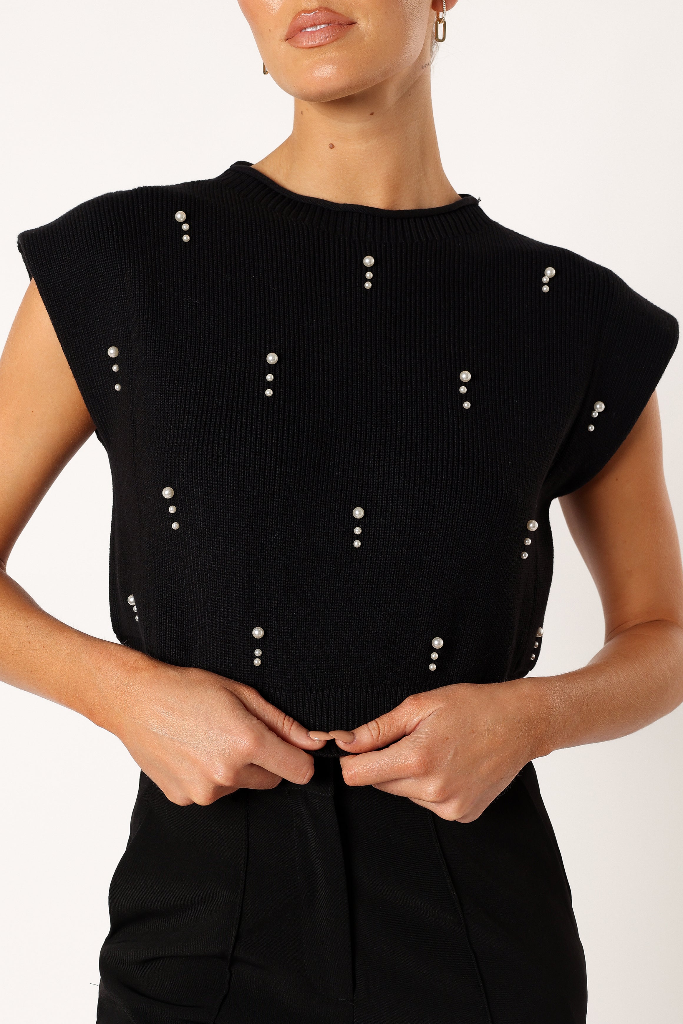 TOPS @Malani Beaded Top - Black