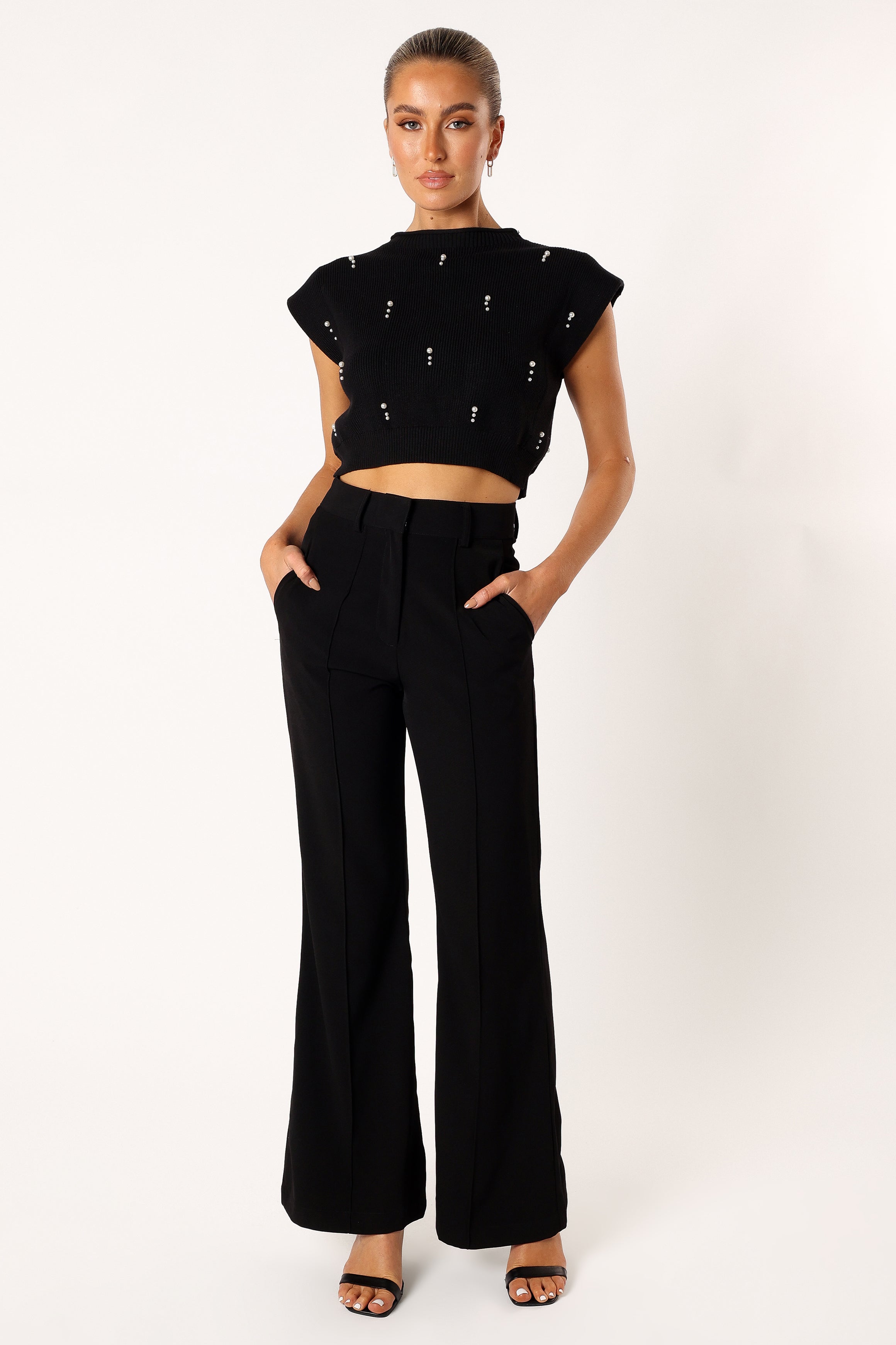 TOPS @Malani Beaded Top - Black
