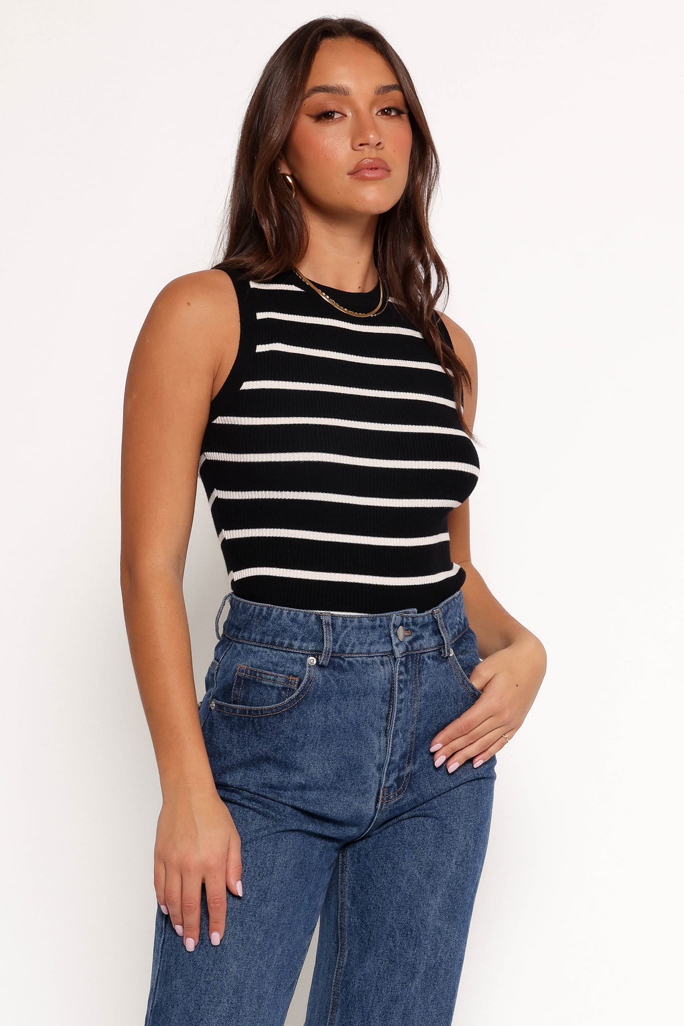 TOPS Margot Knit Top - Black Stripe