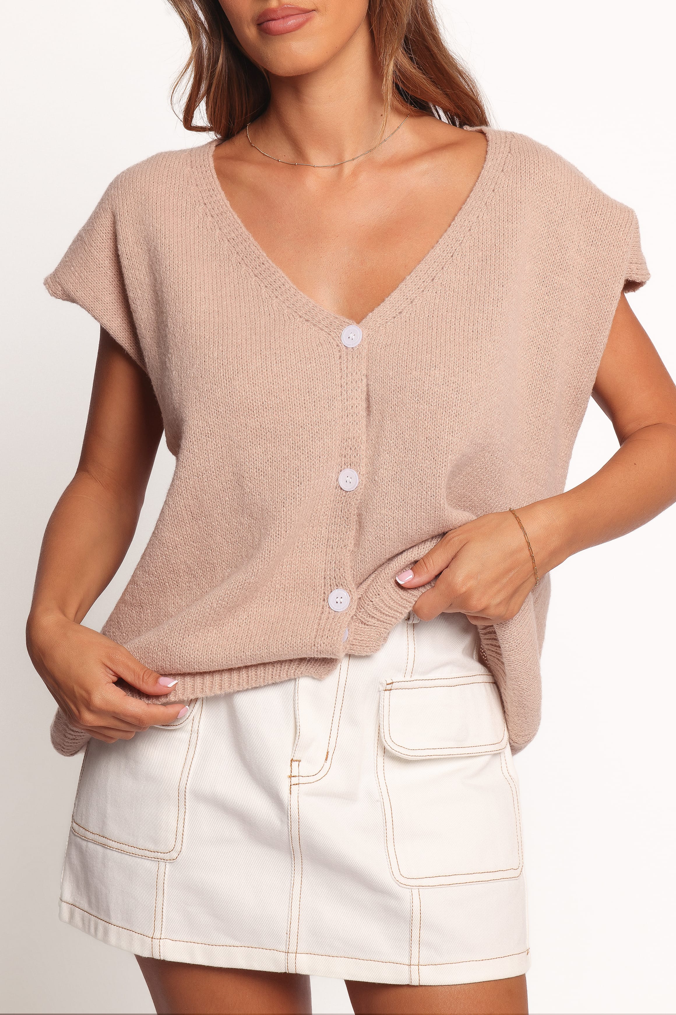 TOPS Mariana Knit Vest - Beige Marle