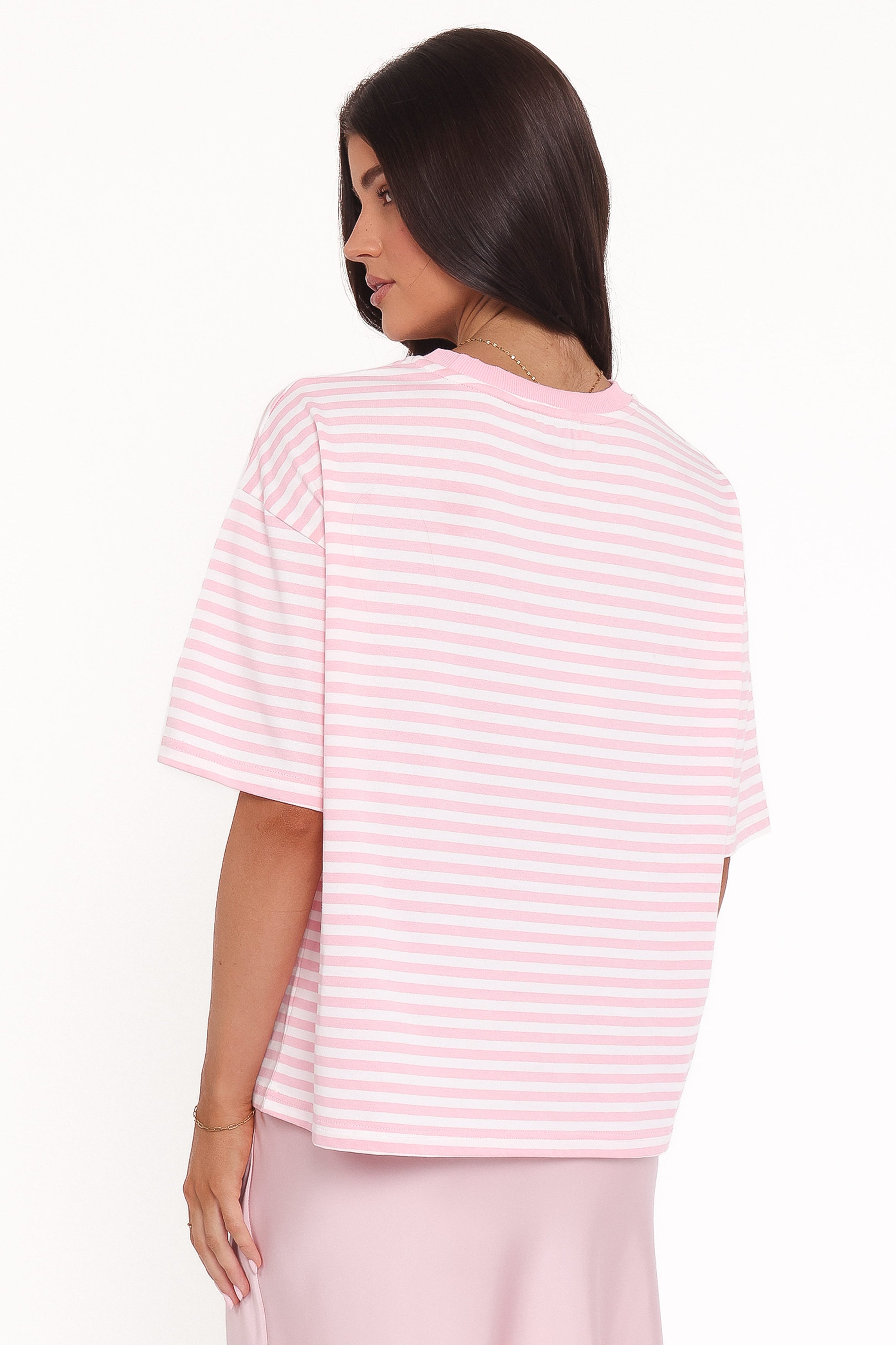 TOPS Marly Je T'Aime Tee - Pink Stripe