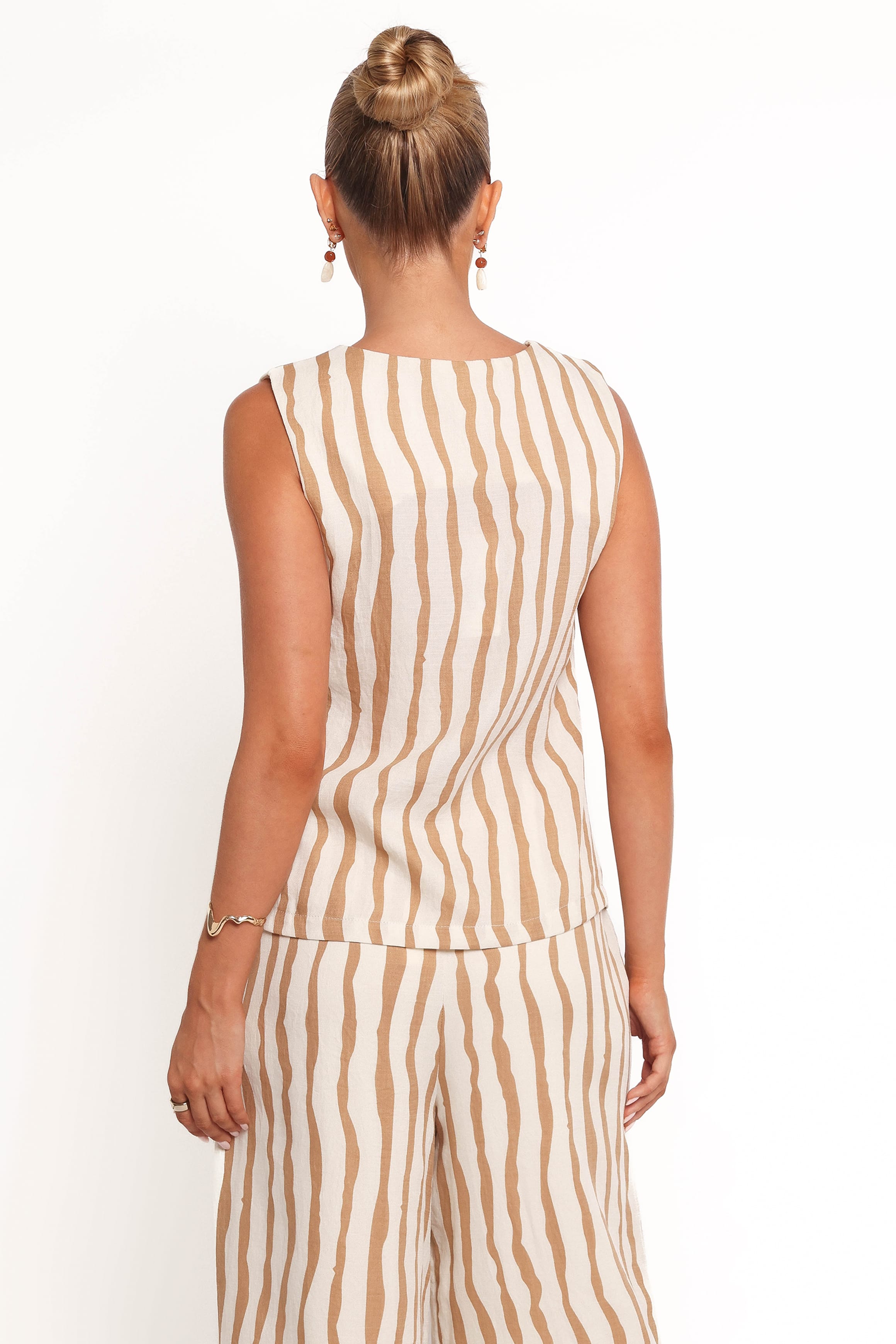 TOPS Marmo Tie Vest Top - Tan Stripe
