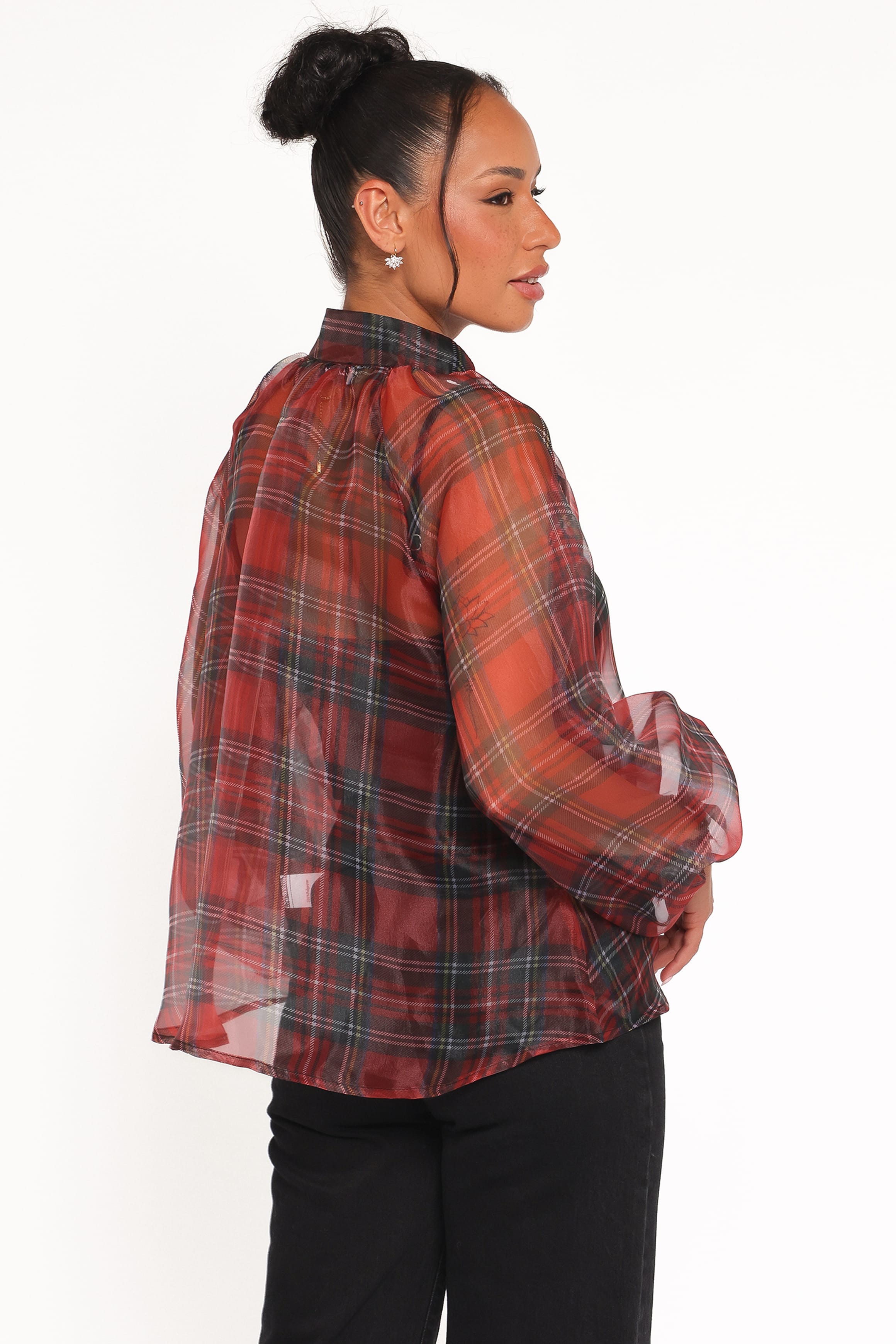 TOPS Marni Organza Top - Red Plaid
