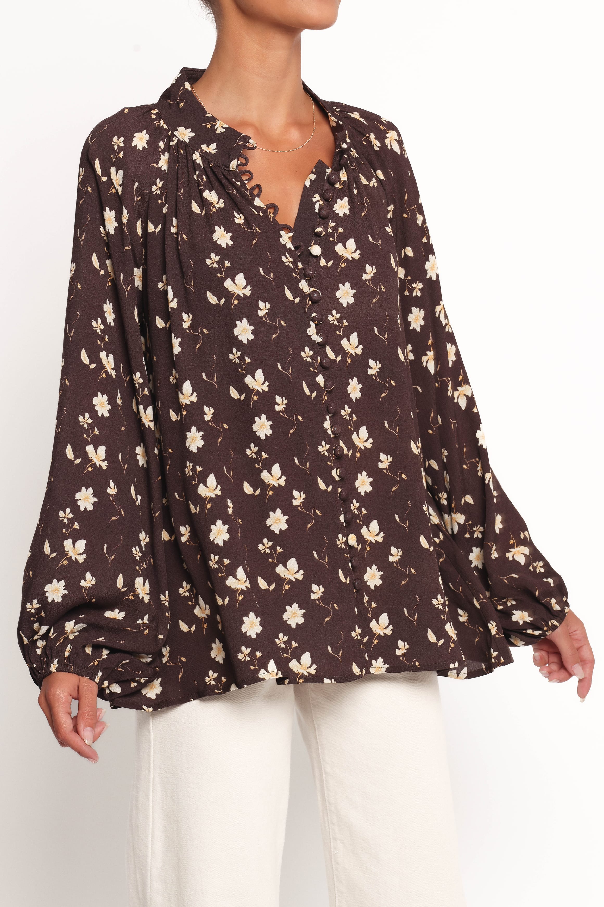 TOPS Marni Top - Brown Ditsy