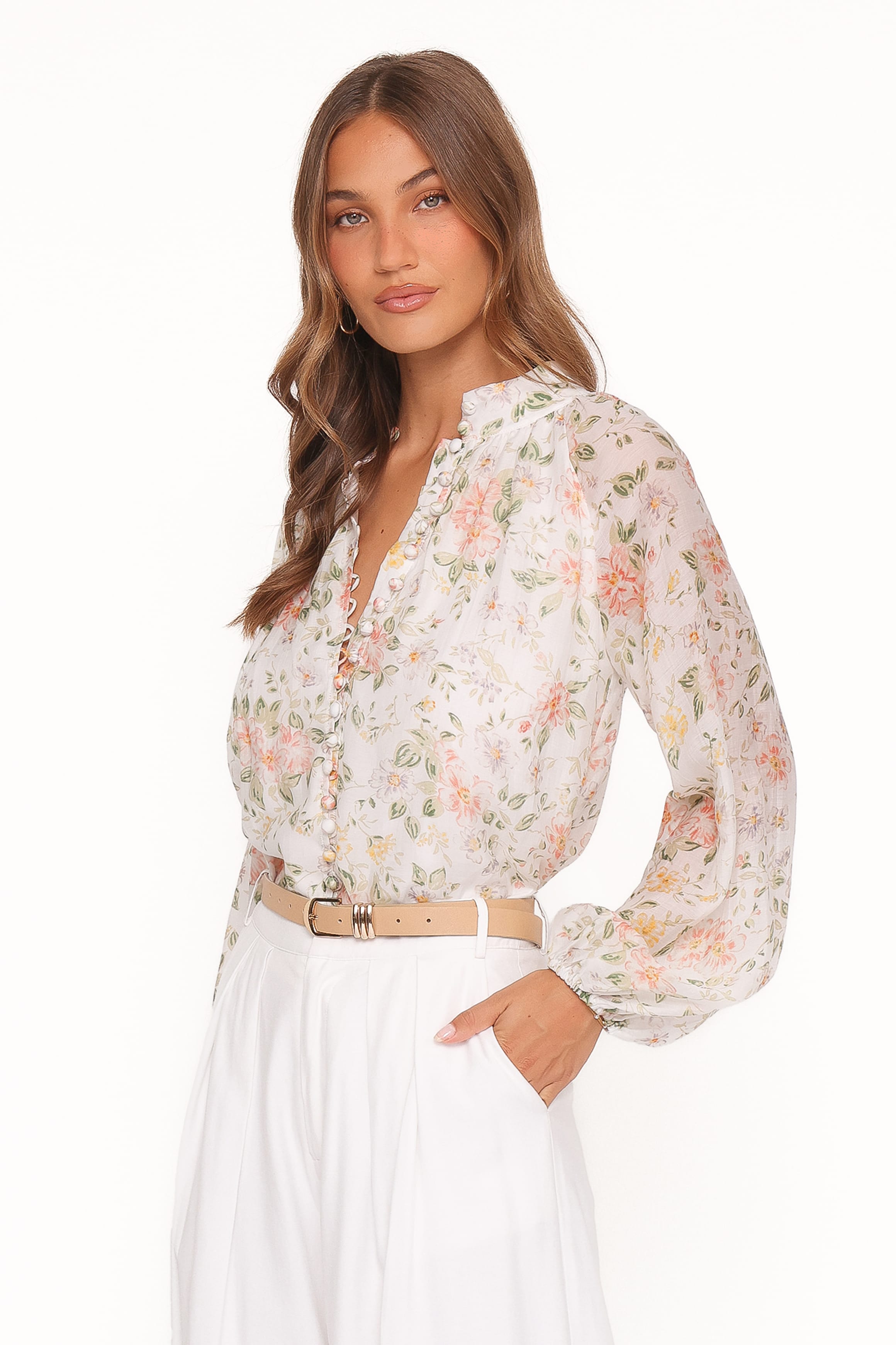 TOPS Marni Top - White Multi Floral
