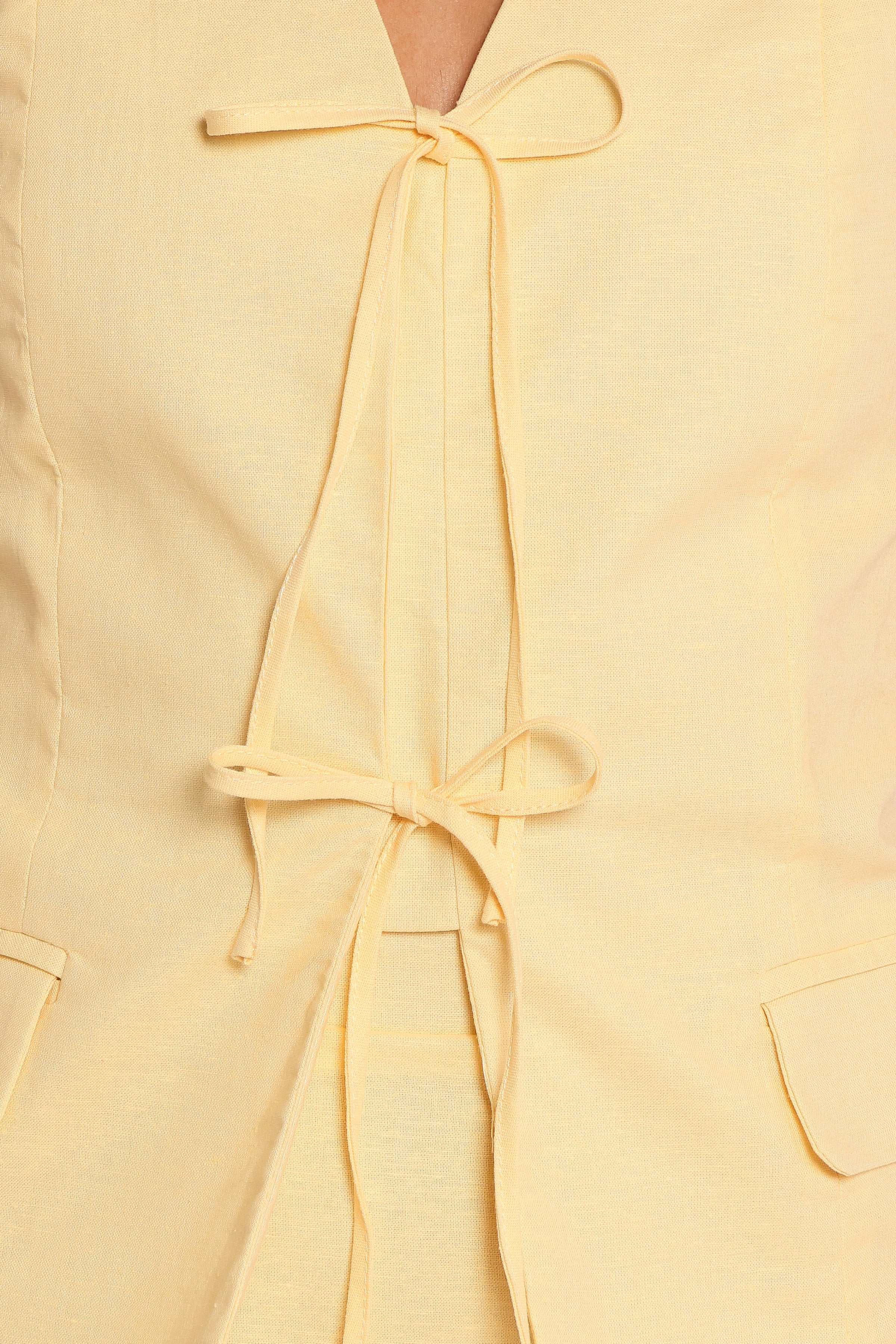 TOPS Meara Tie Front Vest Top - Butter Yellow
