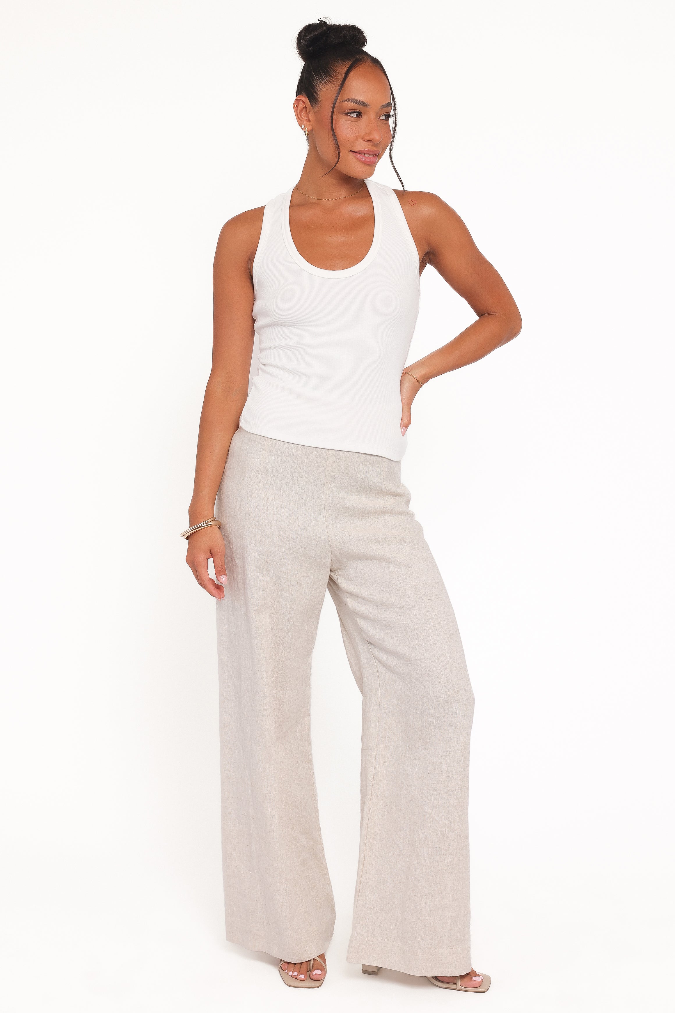 TOPS Miles Racerback Rib Knit Tank Top - White