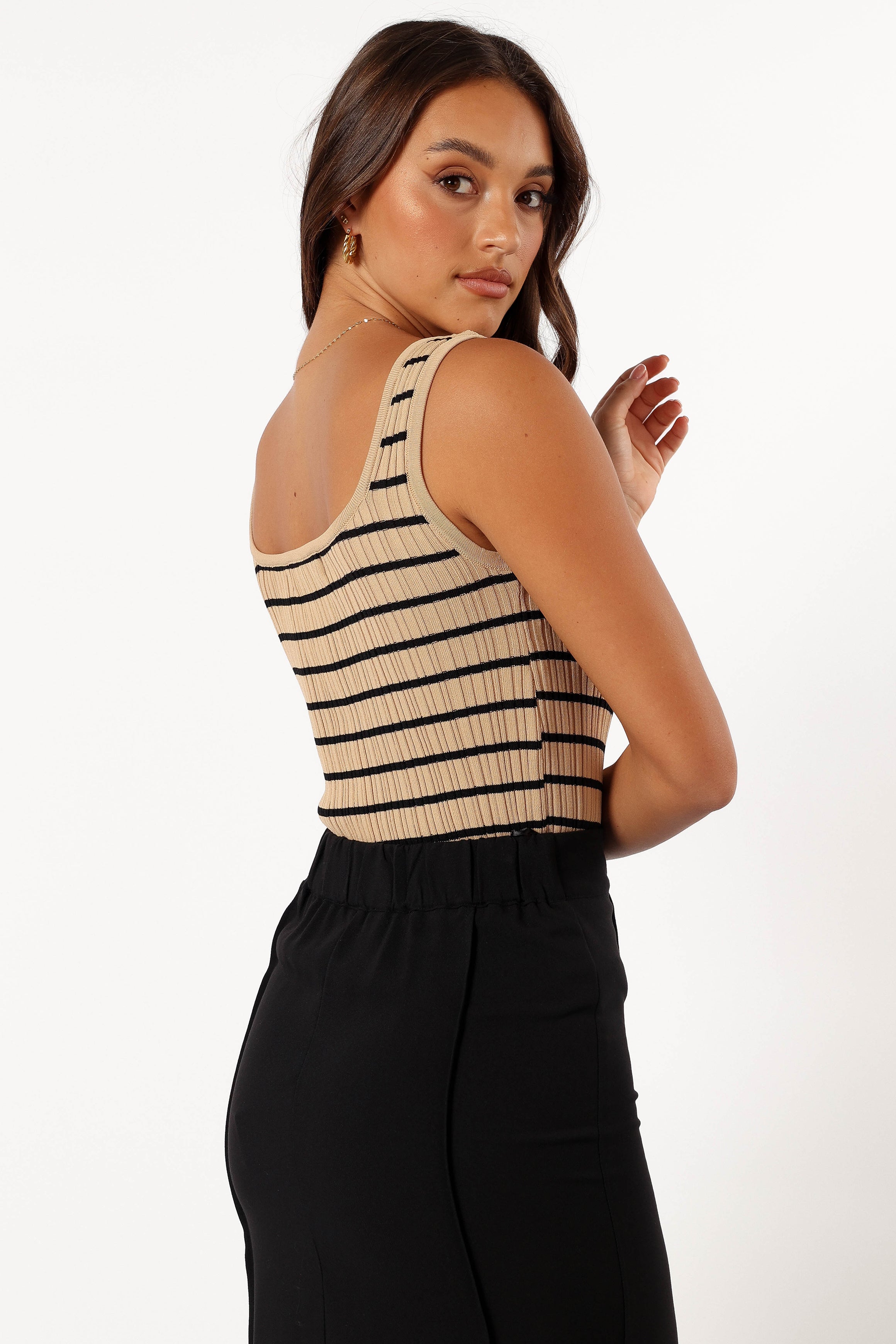 TOPS @Milla Knit Top - Beige Black (Hold for Winter Essentials)