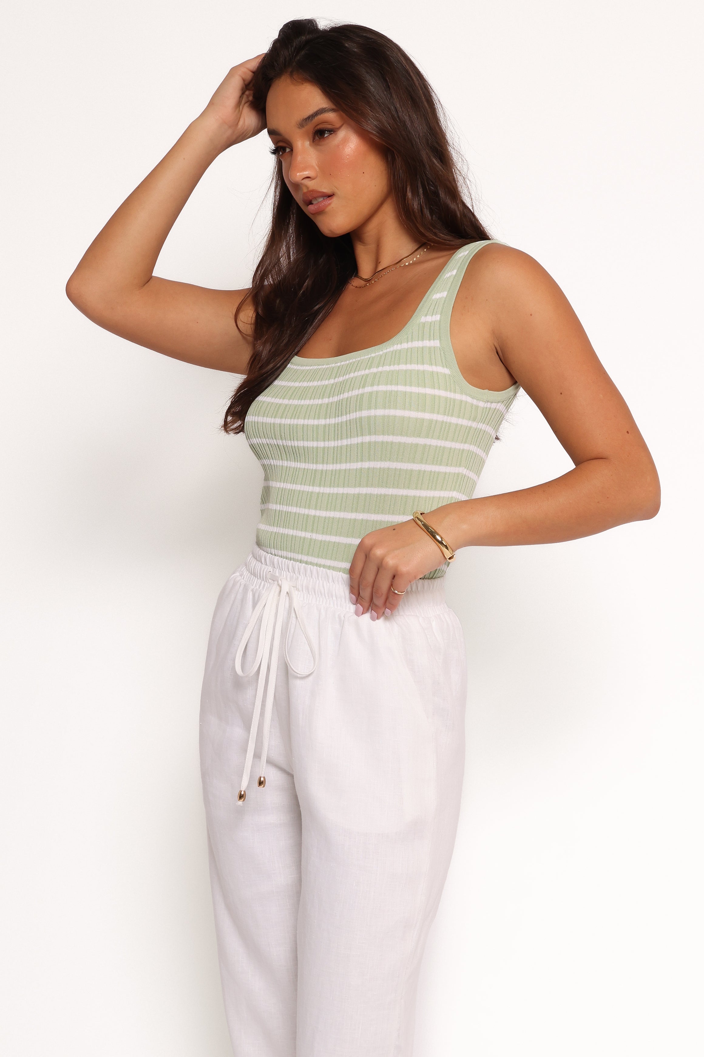 TOPS Milla Knit Top - Sage Stripe