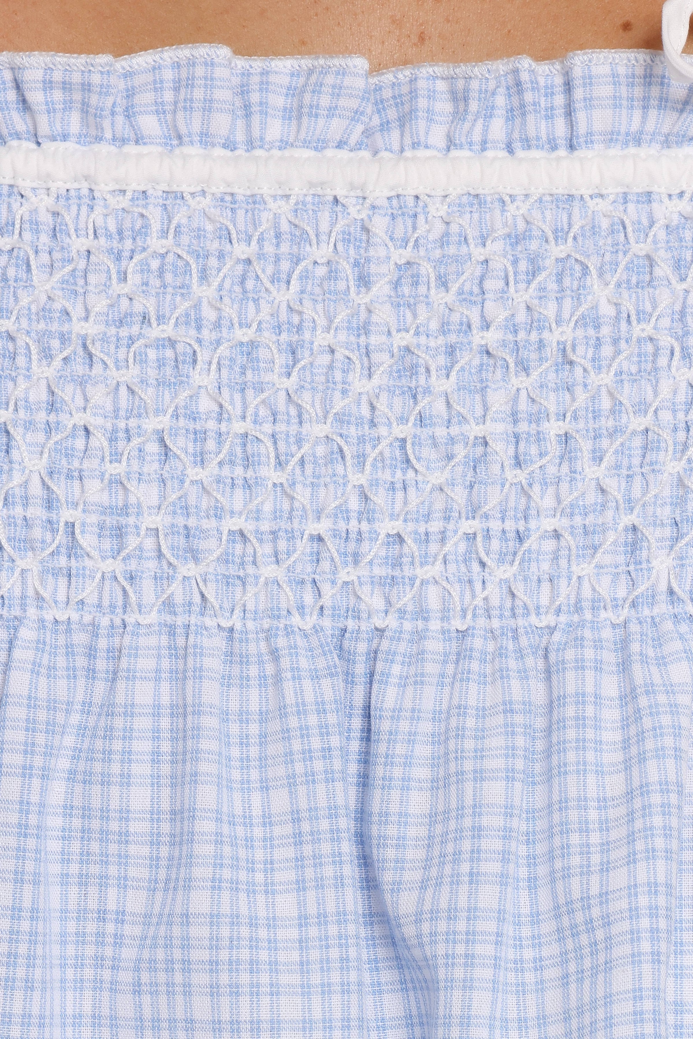 TOPS Mireille Baby Doll Top - Blue Gingham