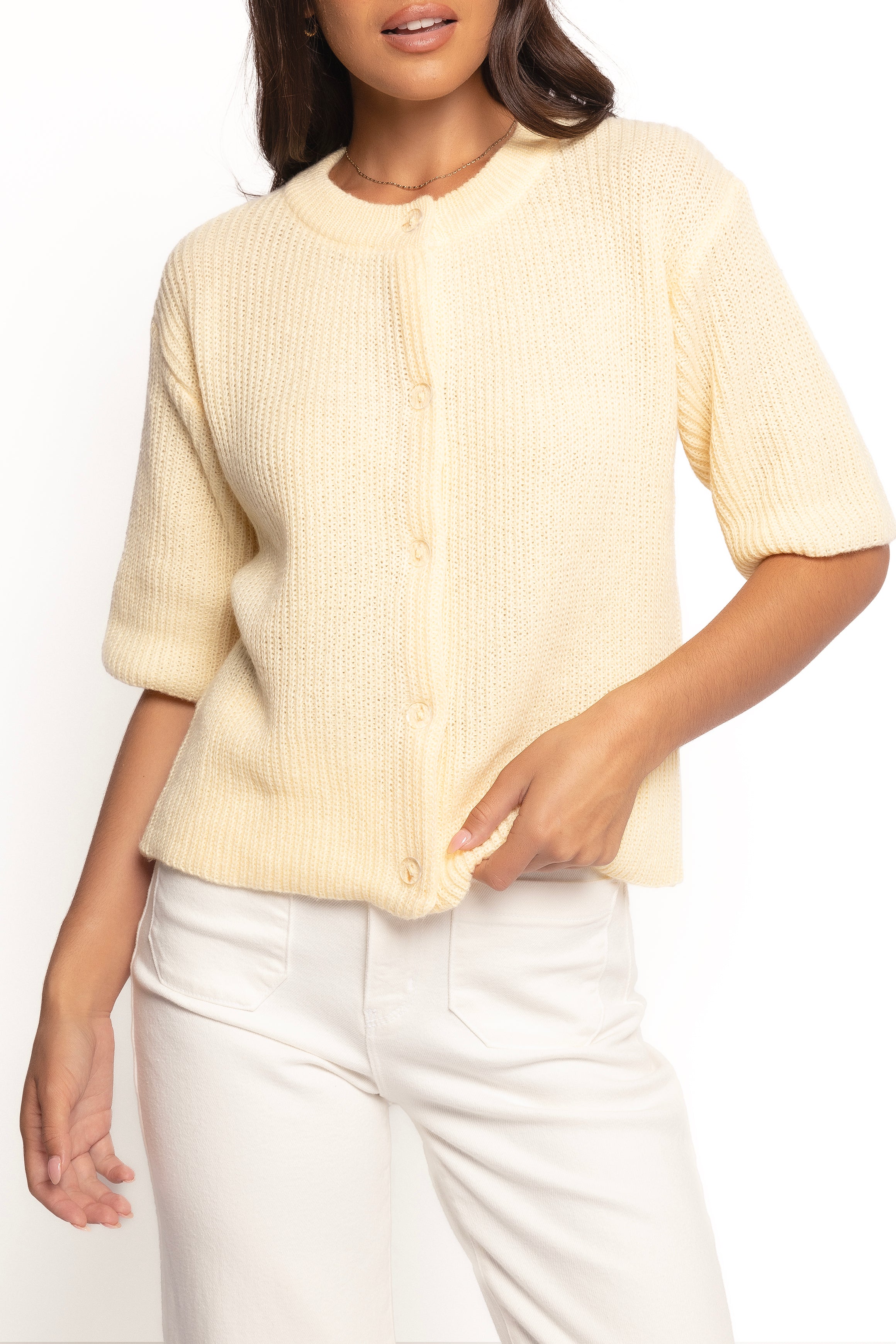 TOPS Miriam Short Sleeve Knit Top - Yellow