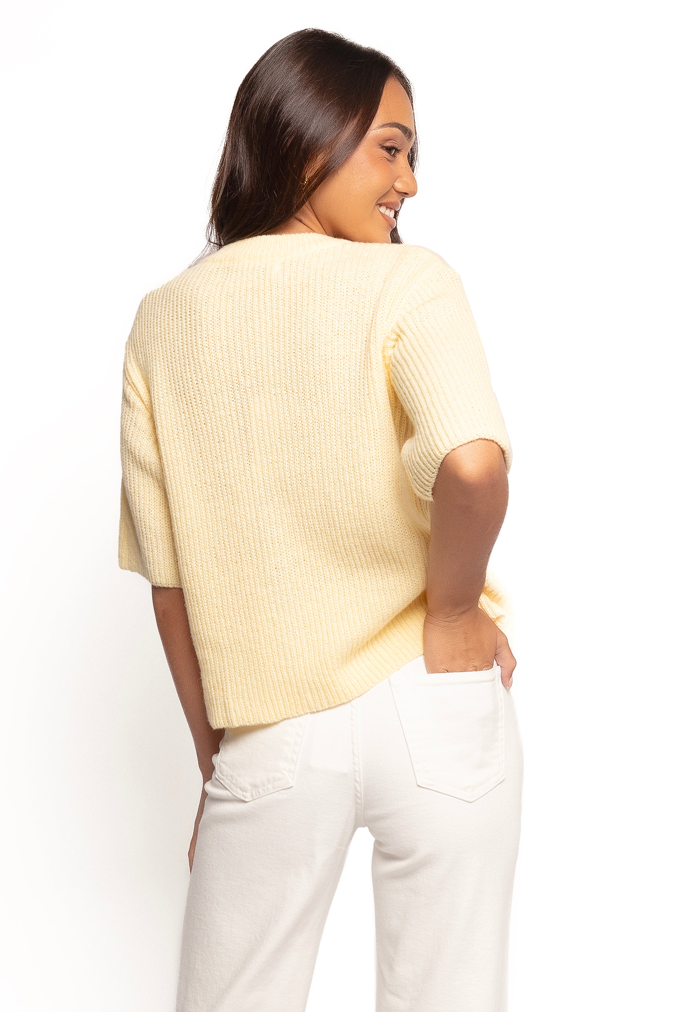 TOPS Miriam Short Sleeve Knit Top - Yellow