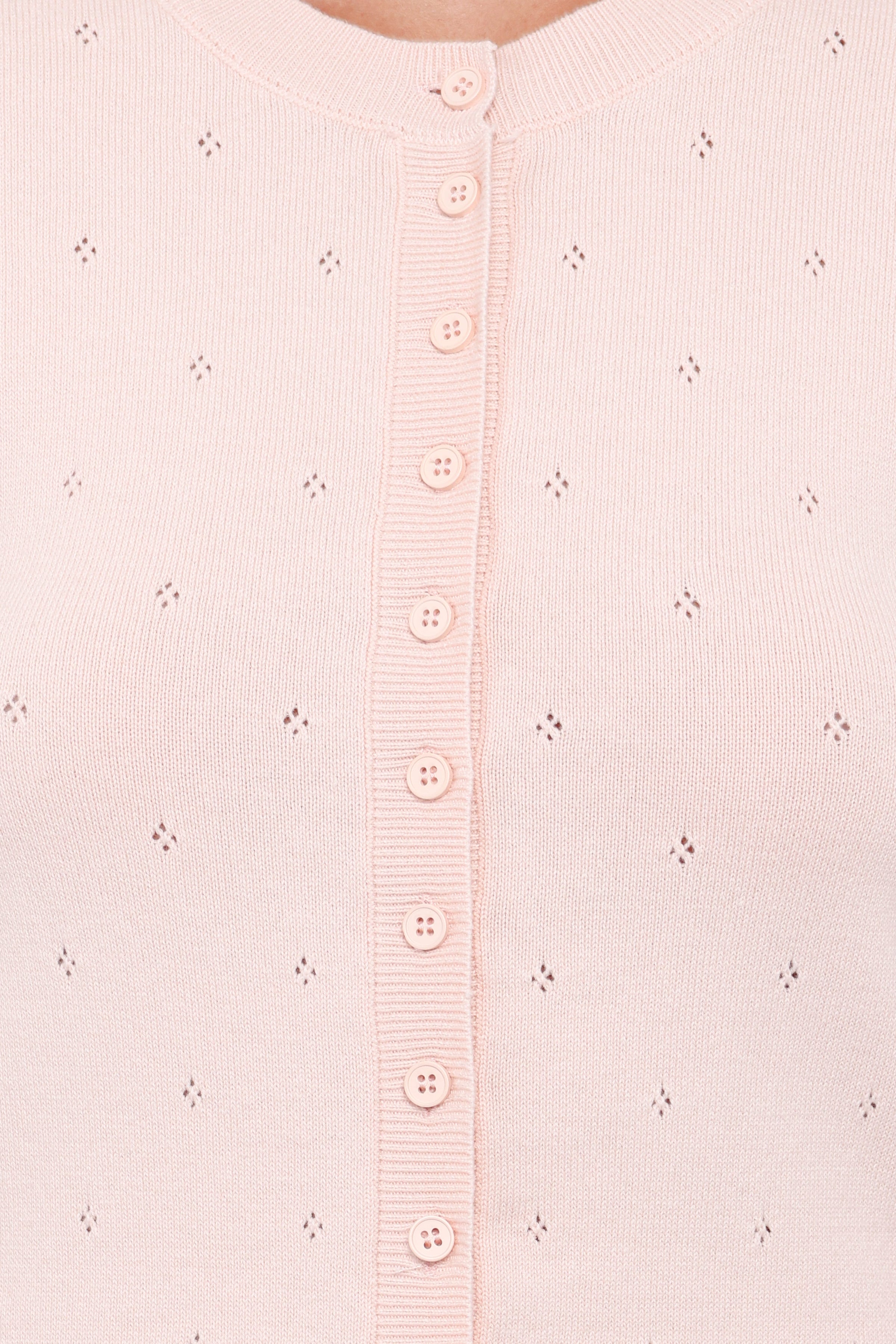 TOPS Monae Pointelle Button Up Top - Pink