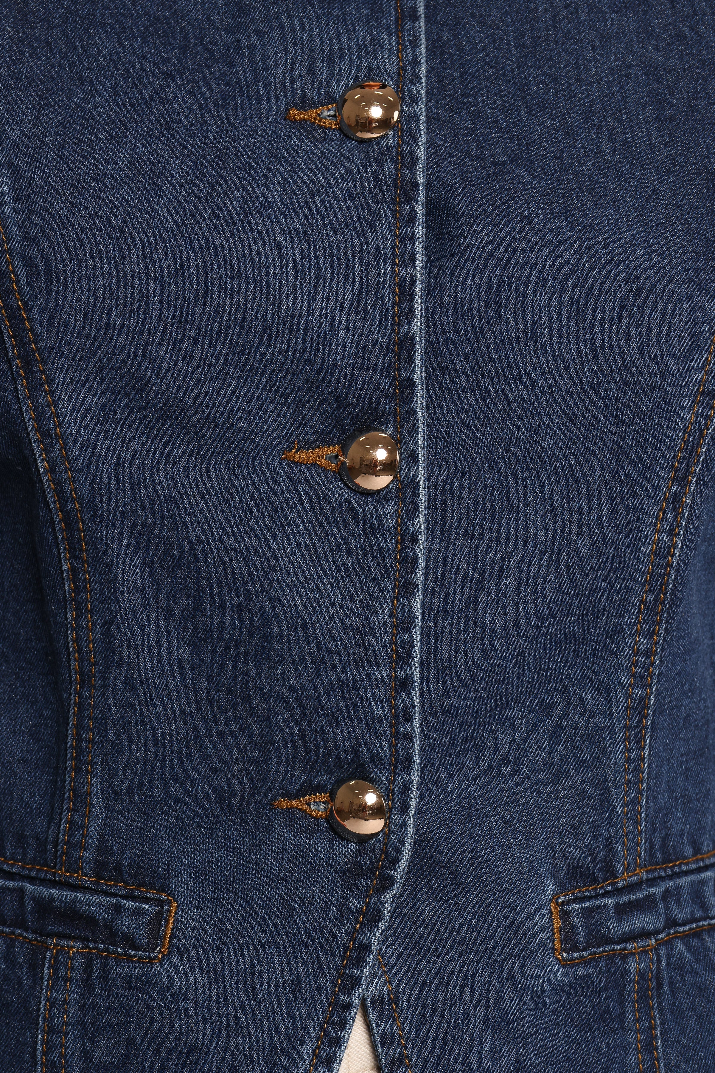 TOPS Nessa Denim Vest - Blue