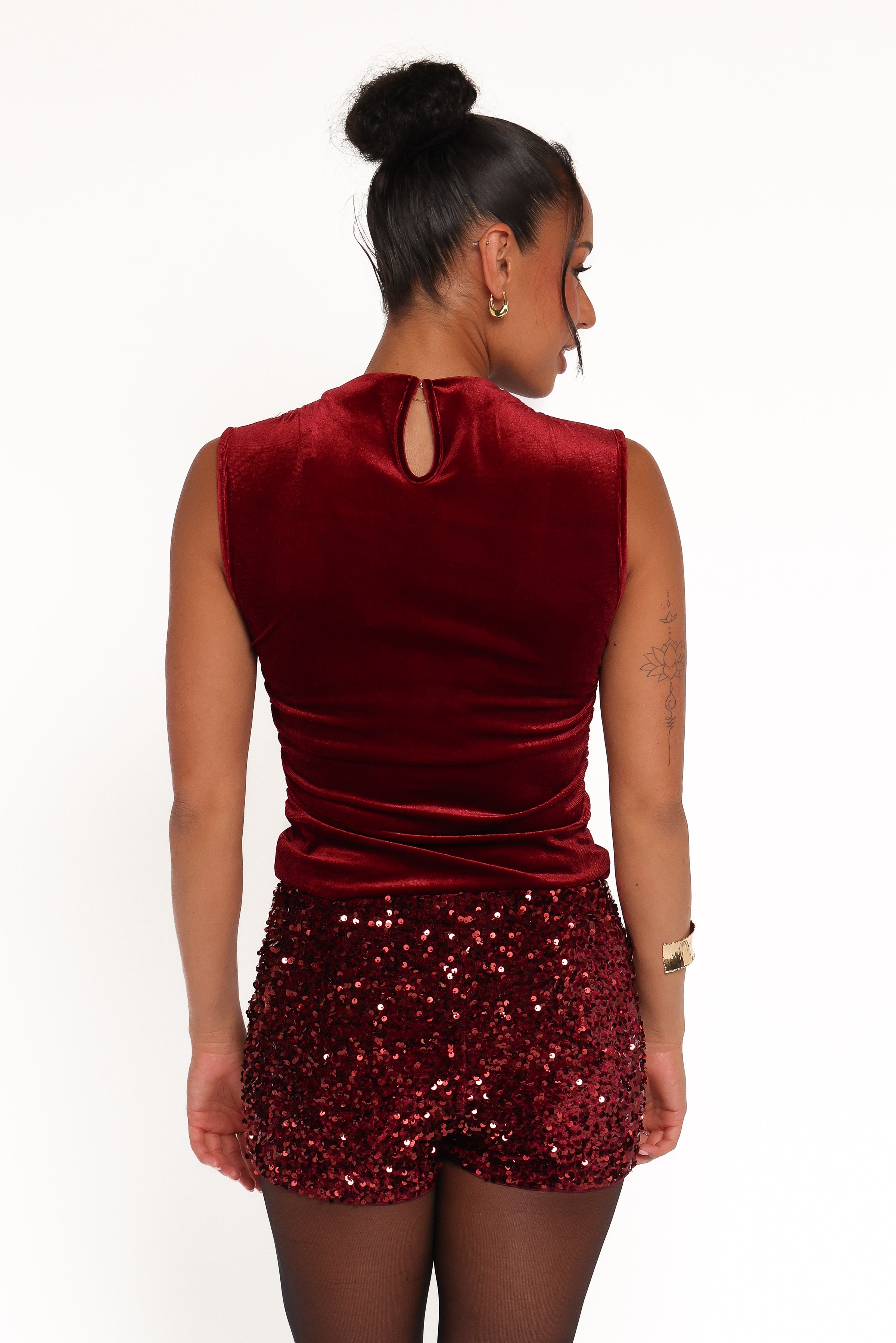 TOPS Nissa Velvet Top - Burgundy
