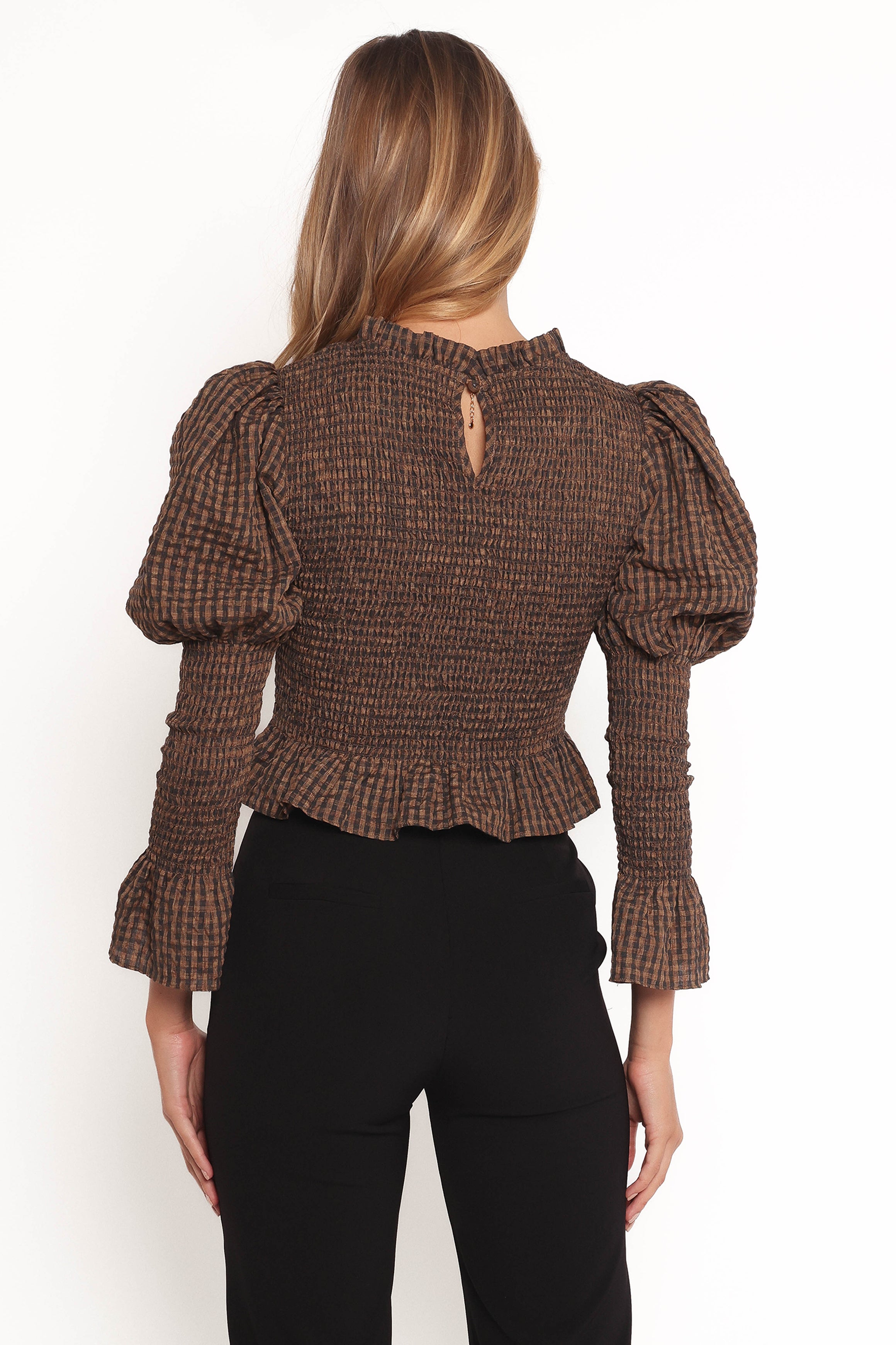 TOPS Nora Long Sleeve Top - Check