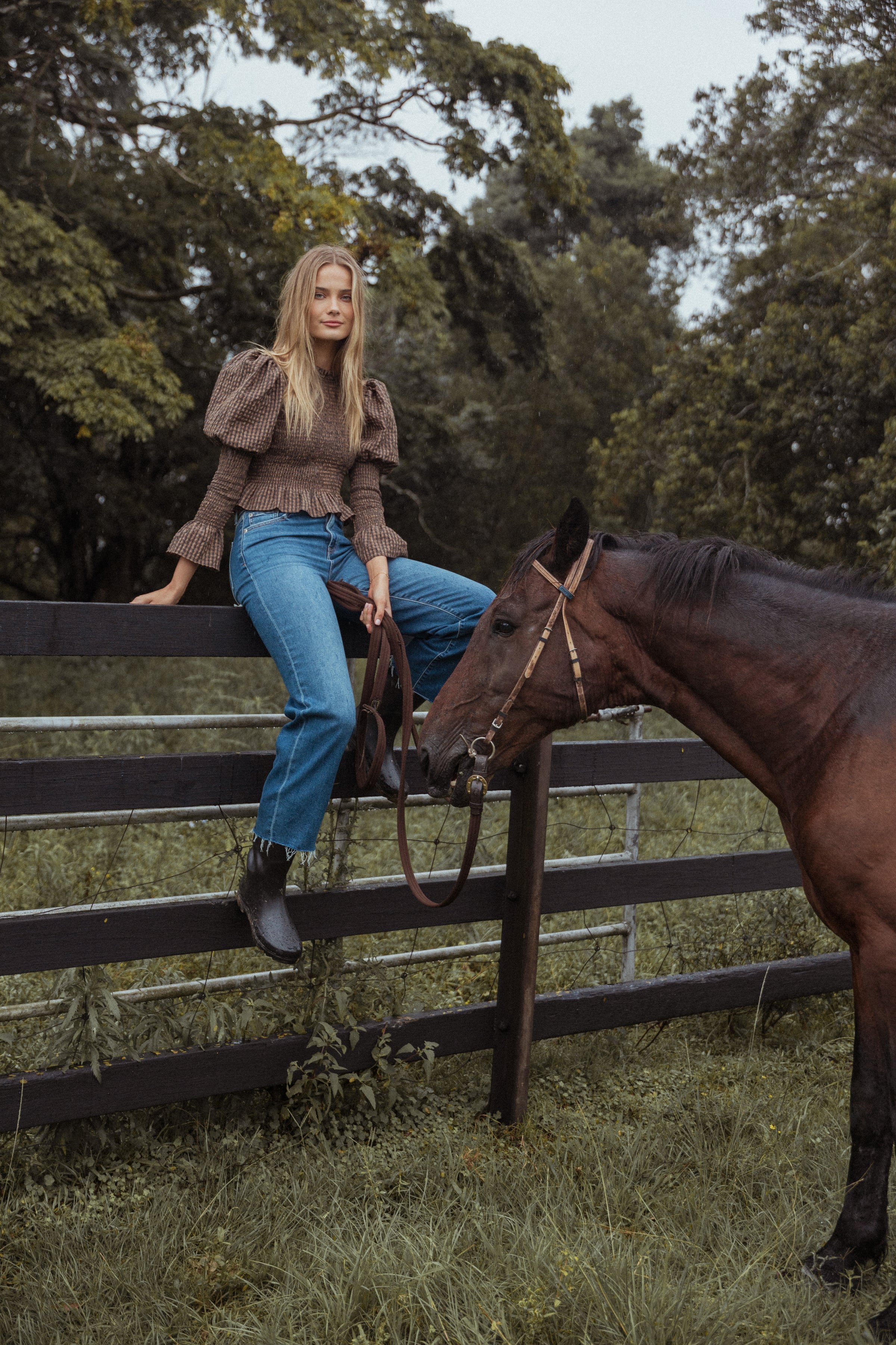 TOPS Nora Long Sleeve Top - Check