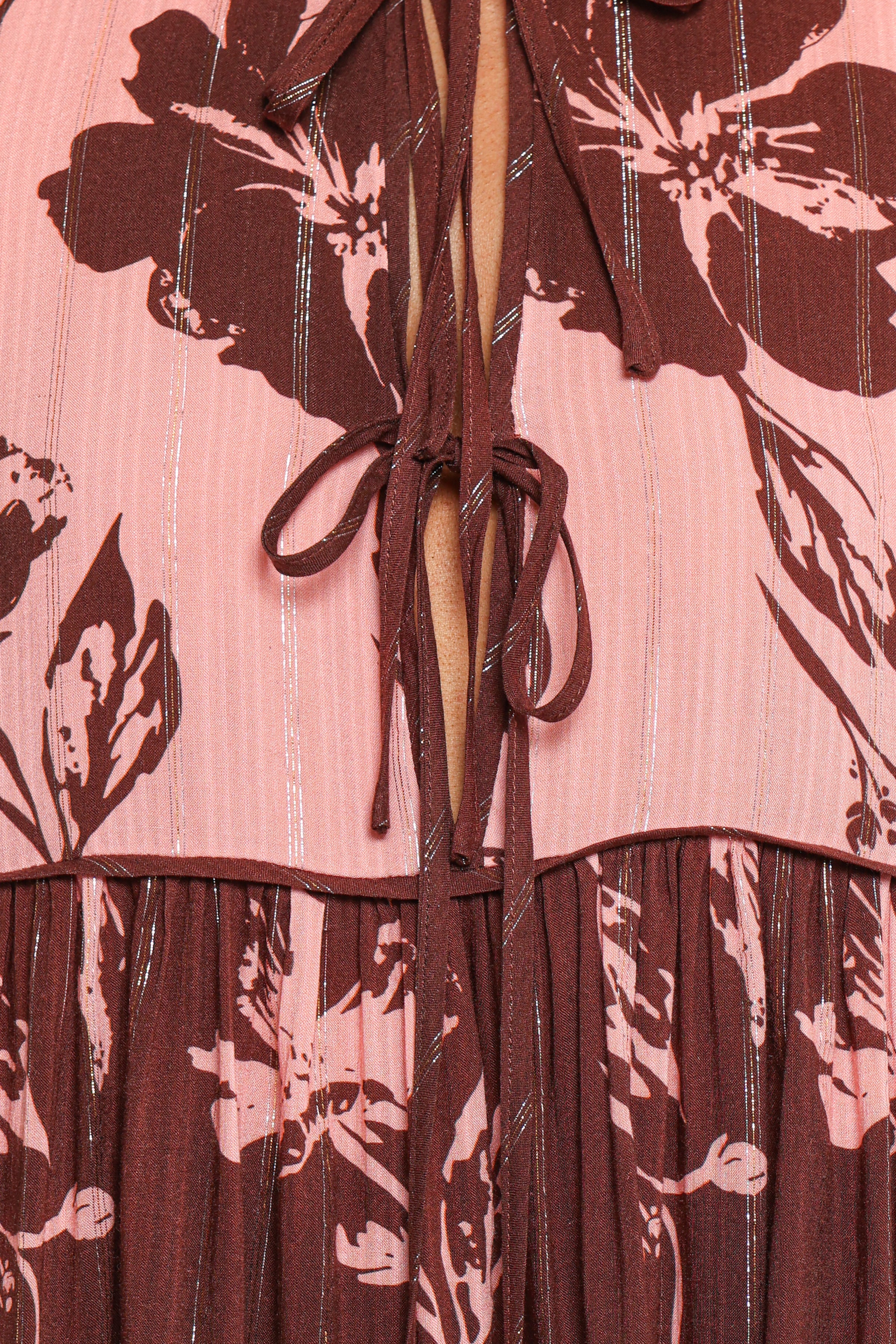 TOPS Nyla Top - Pink Brown Floral