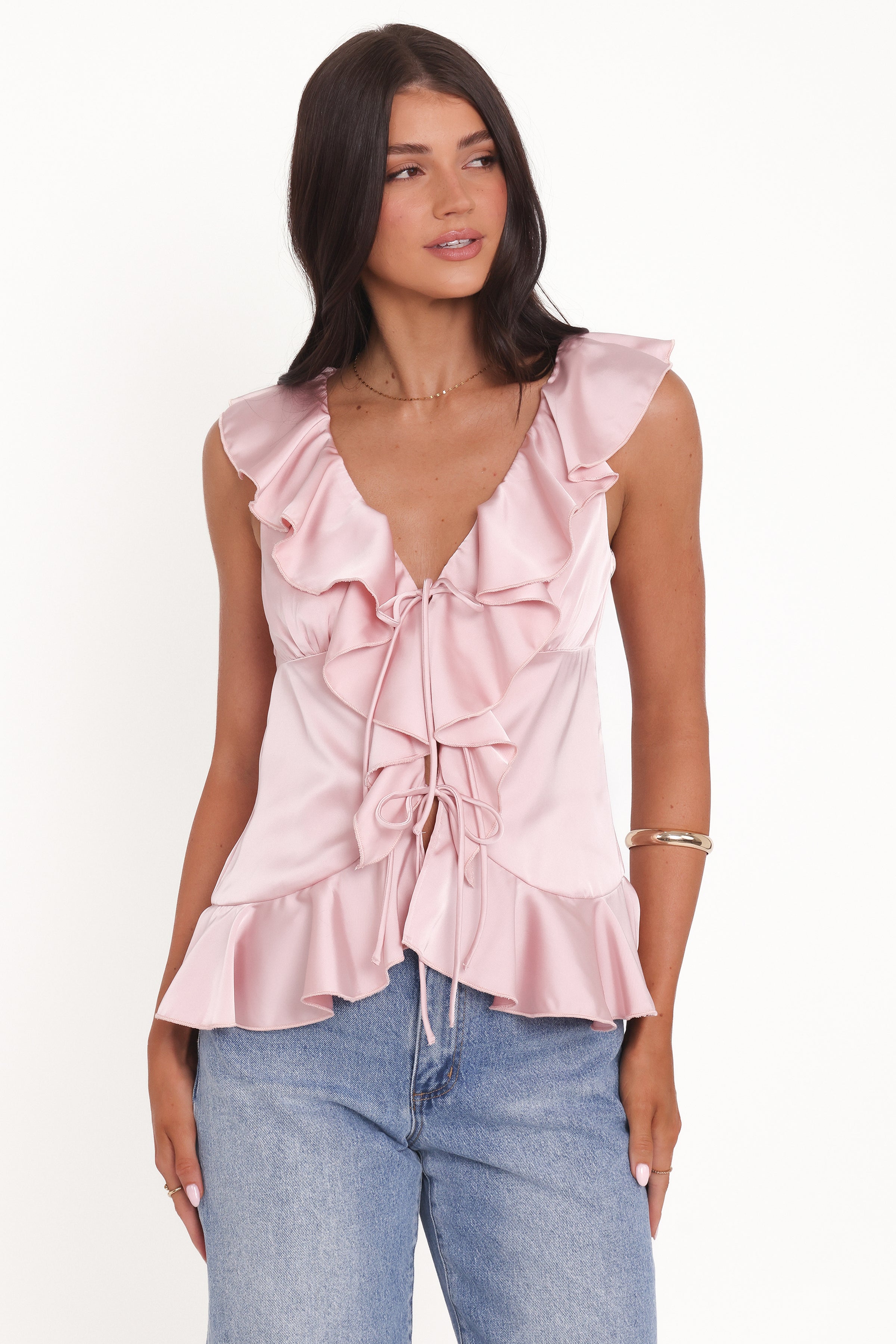 TOPS Orelia Ruffle Front Top - Pink