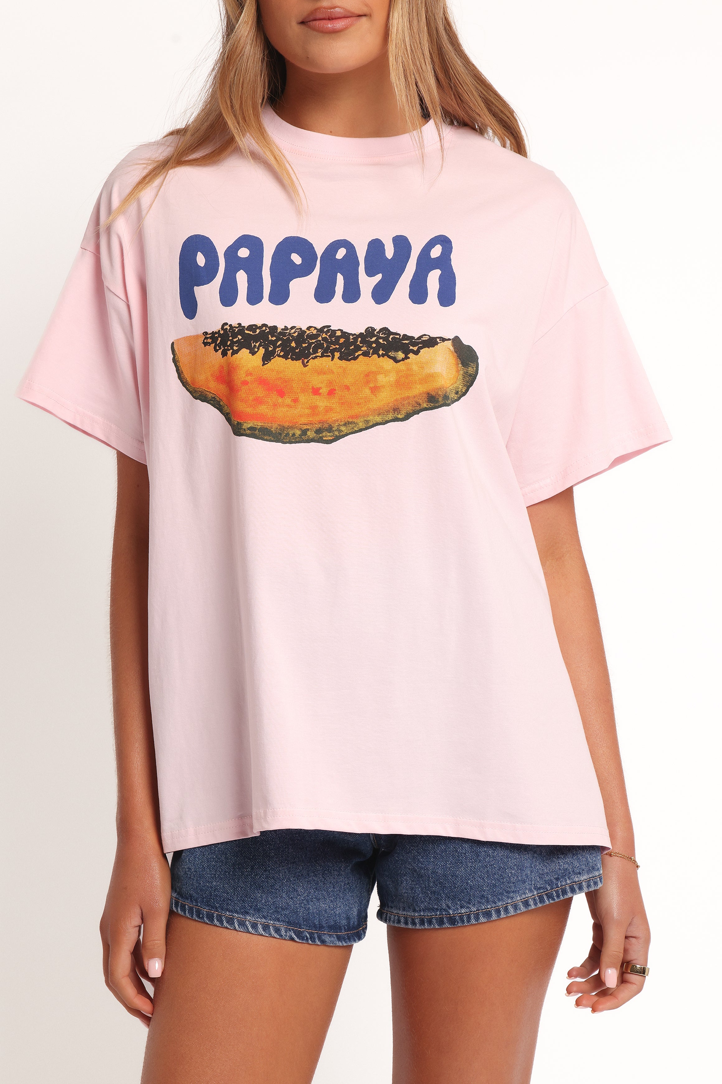 TOPS Papaya Graphic Tee - Pale Pink
